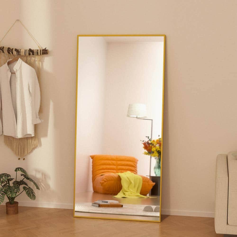 22 in. W x 65 in. H Oversized Rectangle Full Length Mirror Framed Gold Wall Mounted/Standing Mirror Large Floor Mirror