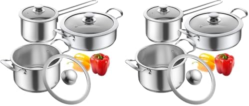 Stainless Steel pots and pans set, 6 PCS Nonstick Induction Cookware Set