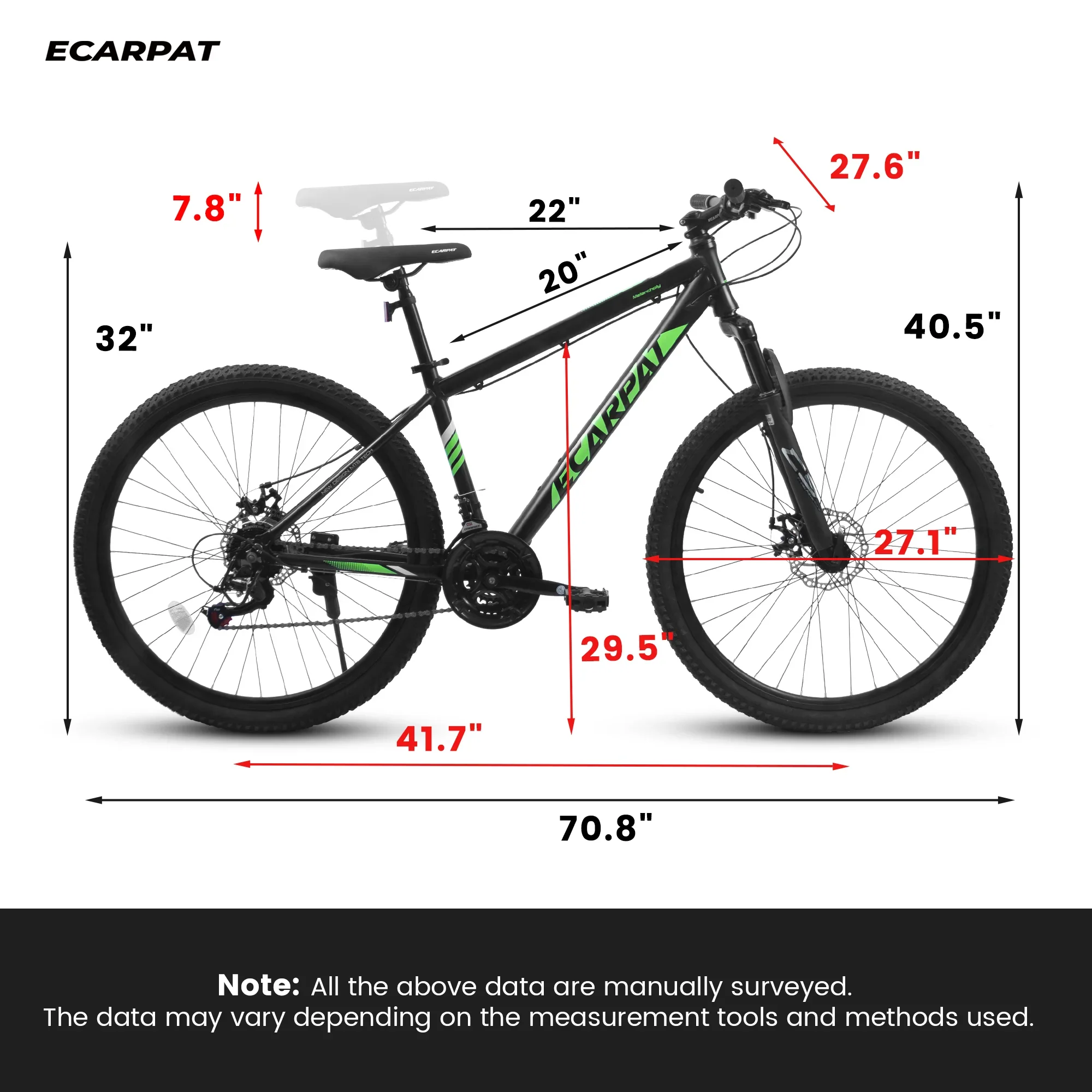 27 Mountain Bike, 21-Speed Dual Disc Brakes with Aluminum Frame �C Black