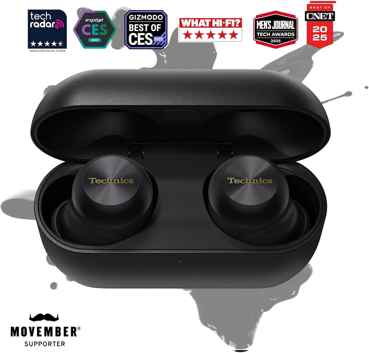 Technics Reference Class Hi-Fi Wireless Earbuds  Dolby Atmos  Head Tracking  Adaptive Noise Cancelling  3 Device Multipoint  10-hr Battery  Wireless Charging  in Ear Headphones - EAH-AZ100-K (Black)