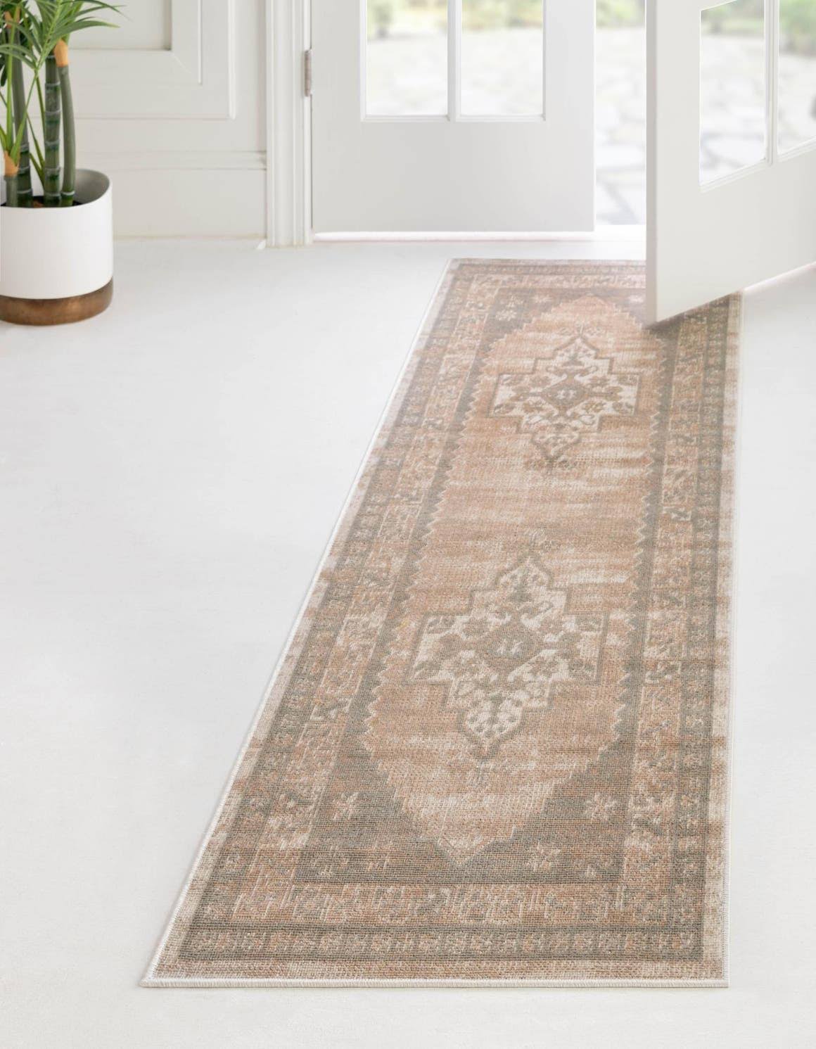 Unique Loom Whitney 6 ft Runner Mink Abstract Area Rug