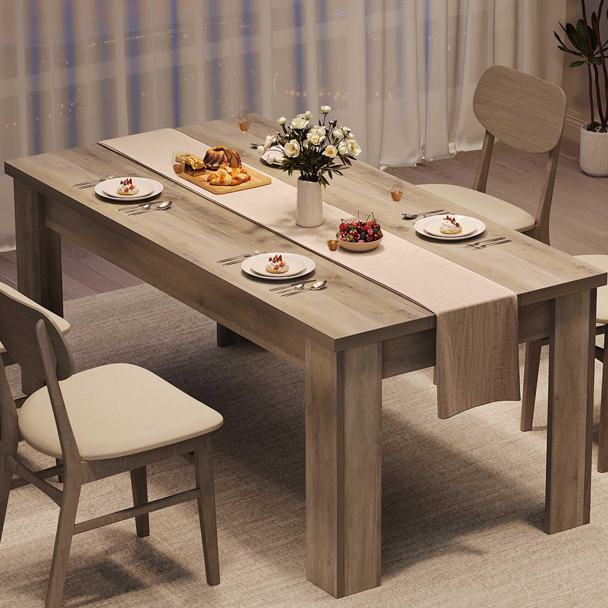 Dining Table for 4-6,63-inch Dining Tables for 4,Farmhouse Kitchen Table with Large Tabletop,Rectangular Dining Room Table,Kitchen Dining Table Dinner Table for Kitchen,Living Room��Only table��(grey-1.18" Thickened Tabletop) - Image 10