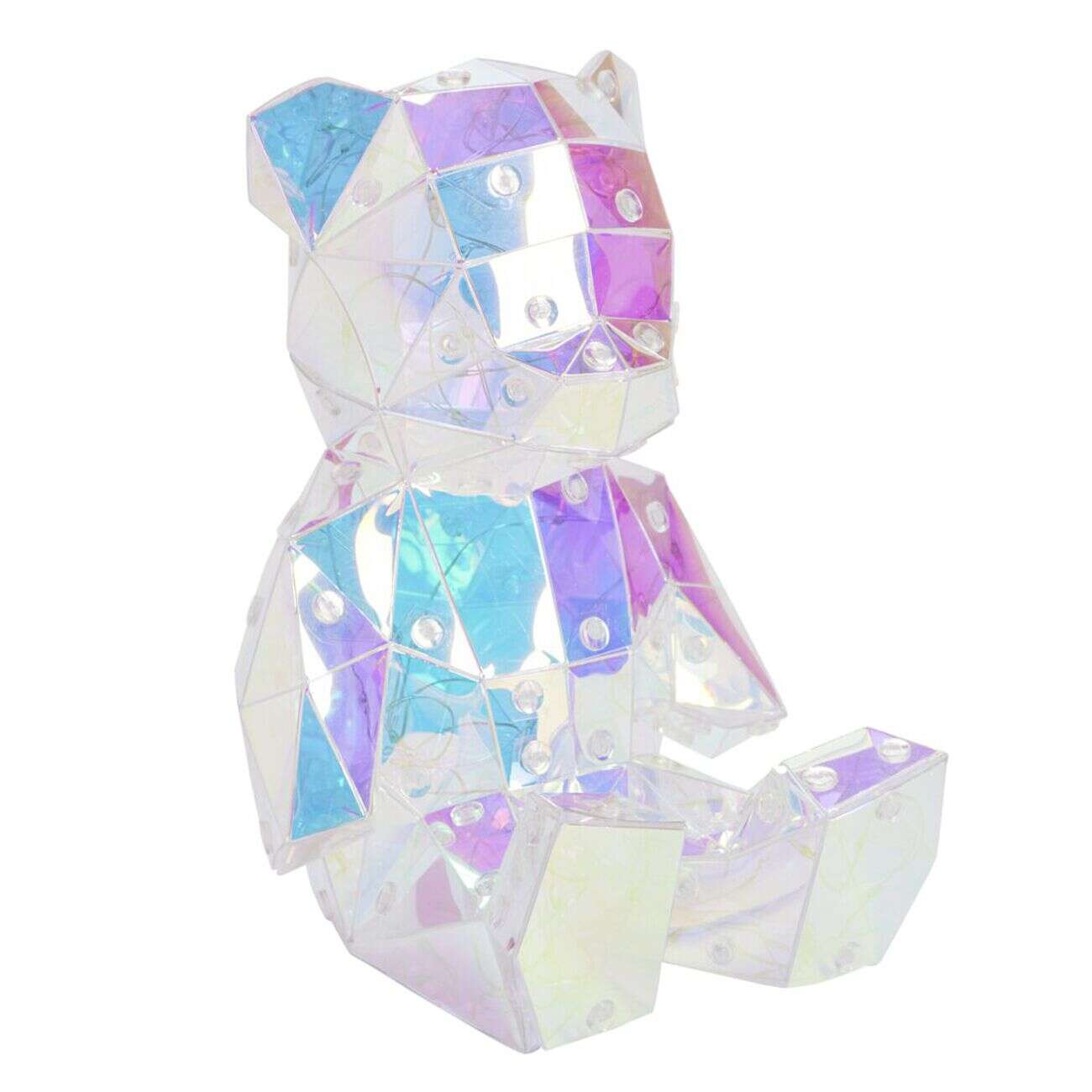 Décoration lumineuse à poser ourson holographique 60LED iridescent H19cm