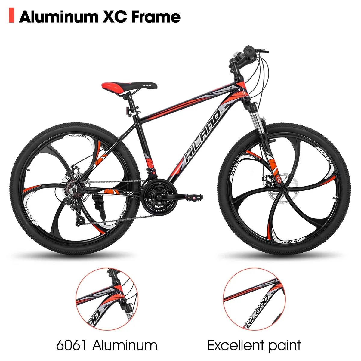Hiland Mountain Bike, Multi-Spokes,Shimano 21 Speeds Drivetrain,Aluminum Frame 26 inch Wheels, Men's MTB Bicycle, White