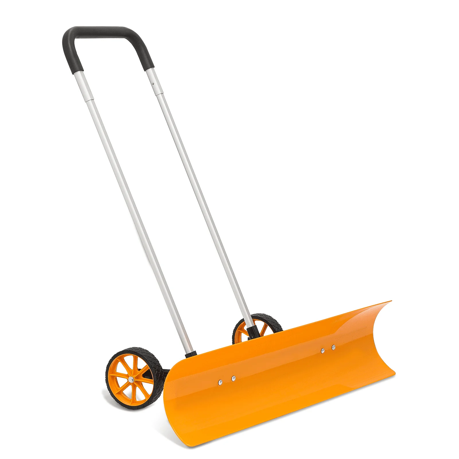 Magshion Snow Shovel with Wheels, 37.5 in Wide Rolling Snow Plow Pusher Shovel with Adjustable Aluminum Handle, Snow Removal Tool for Driveway Garden Pavement, Orange
