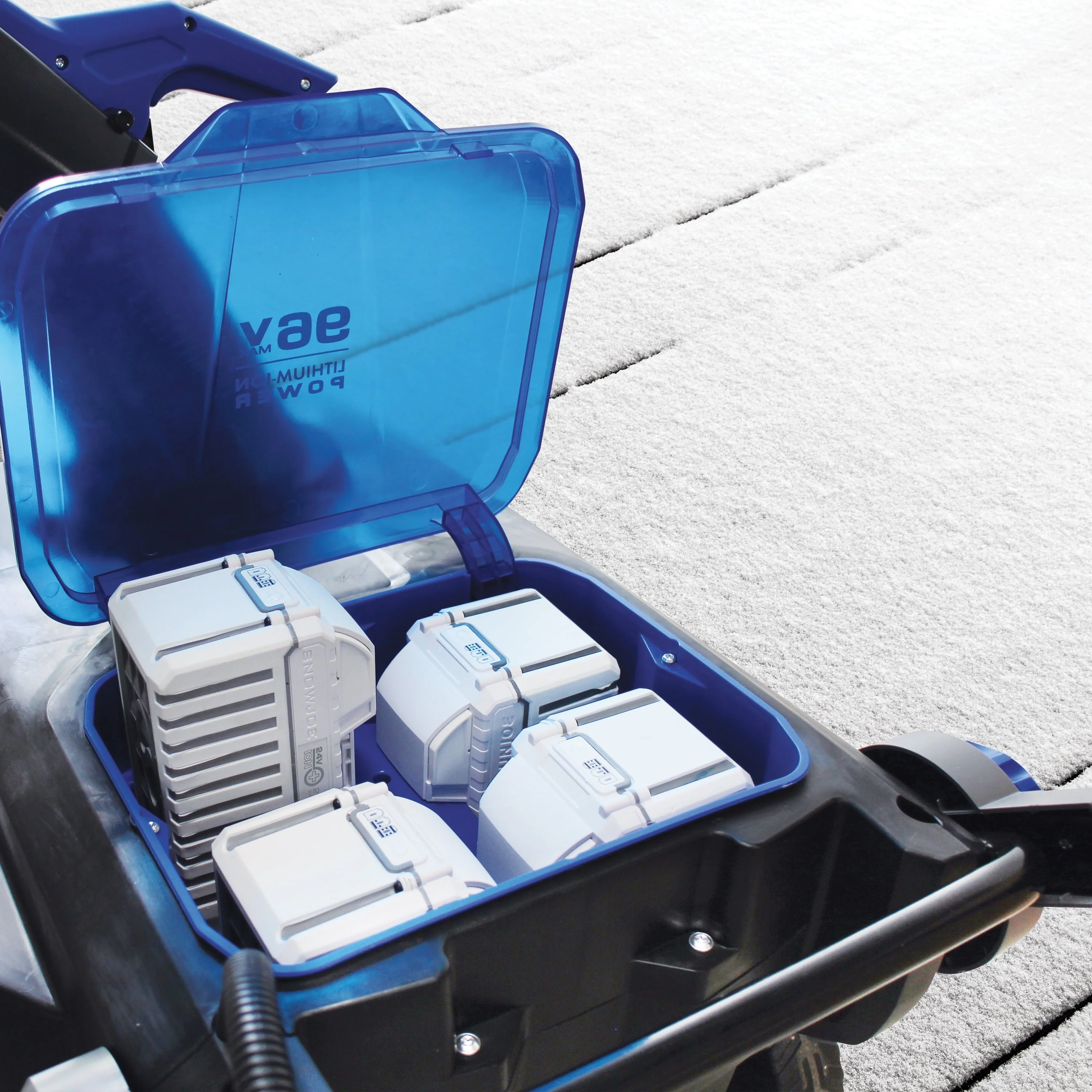 96V 21 inch Brushless Single Stage Cordless Snow Blower, 4 x 12 0 Ah Batteries 2 x Chargers Image 5