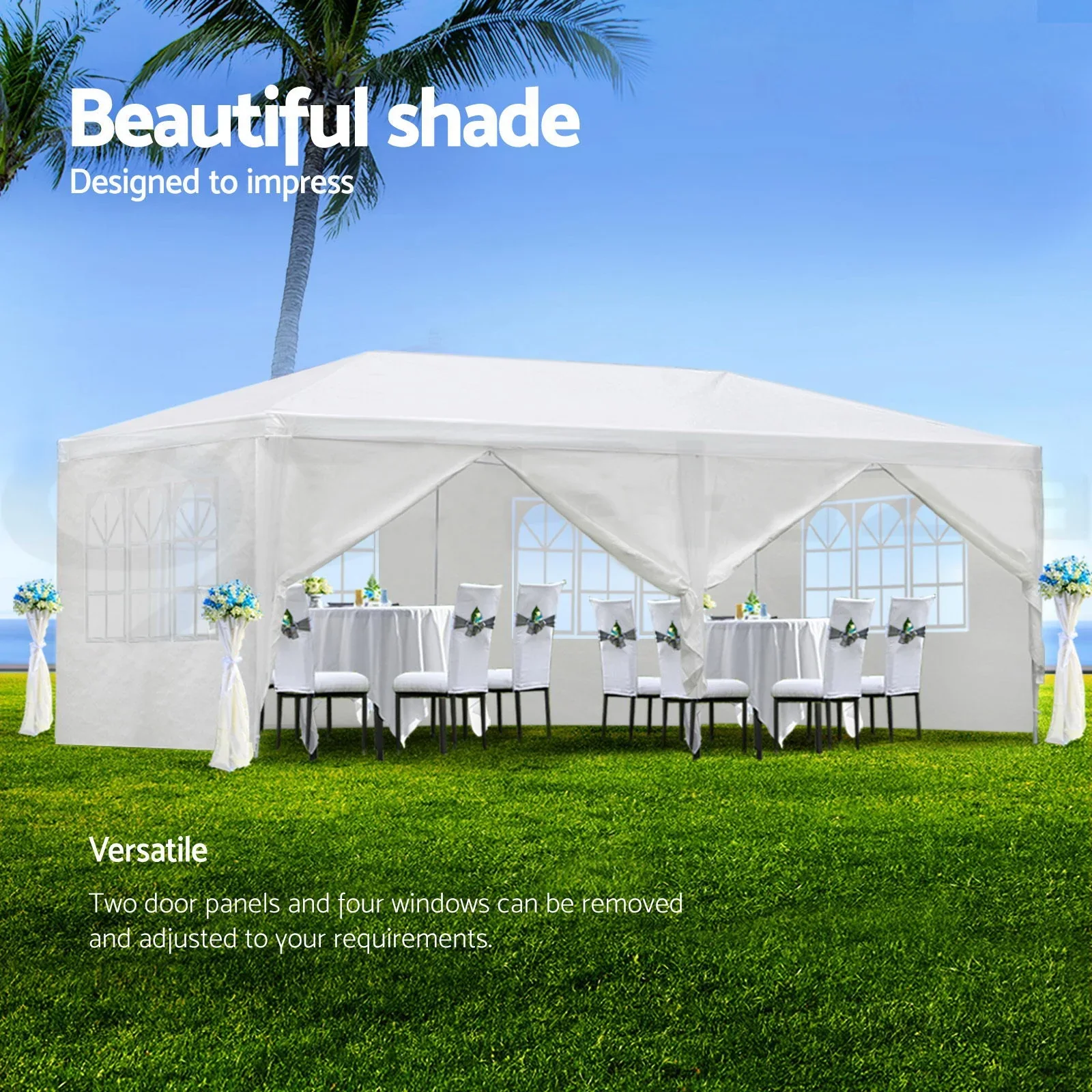 DUOSONG 10X20' Wedding Party Canopy Tent Outdoor Gazebo With 6 Removable Sidewalls White Metal Garden & Outdoor Canopies & Gazebos Umbrellas & Shades
