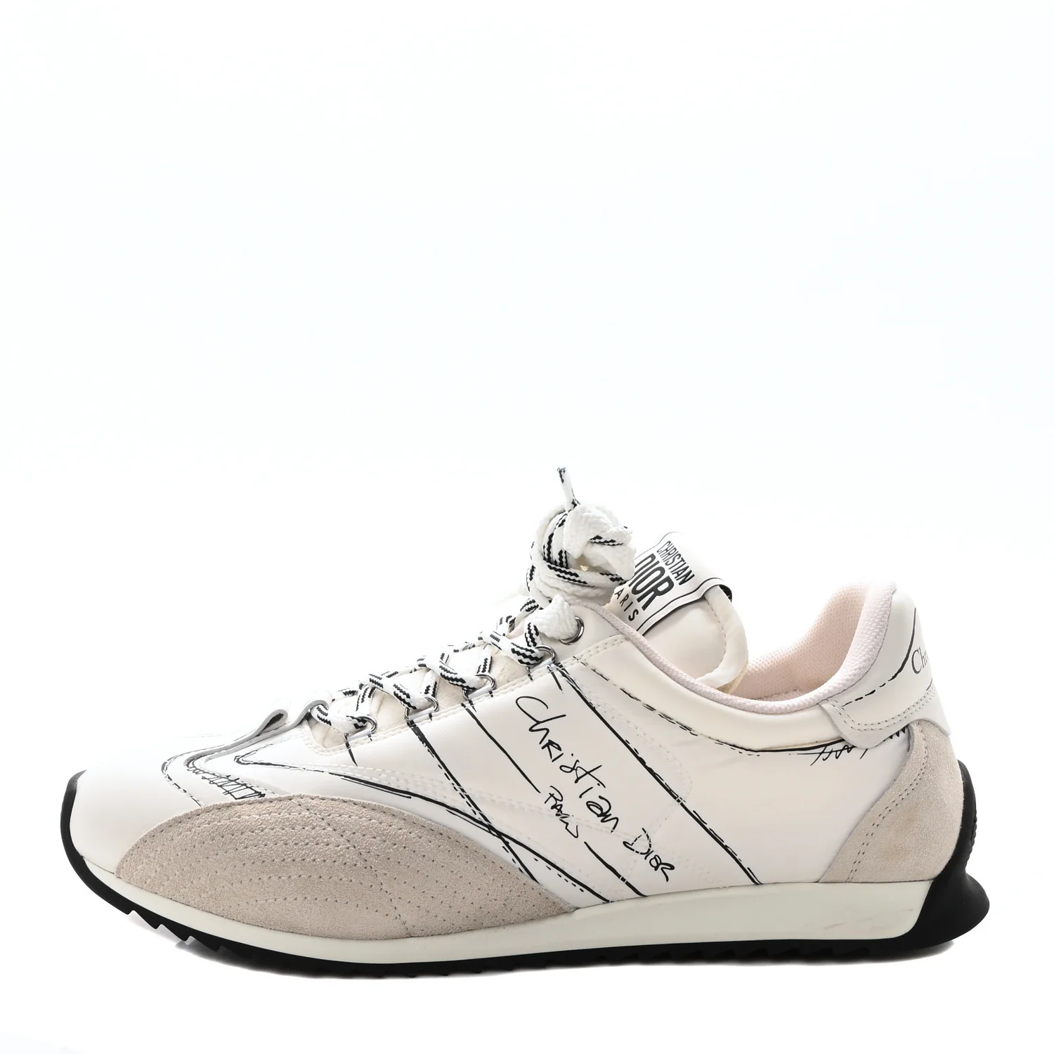 Calfskin Nylon Womens D-Sketch Sneakers 41 White