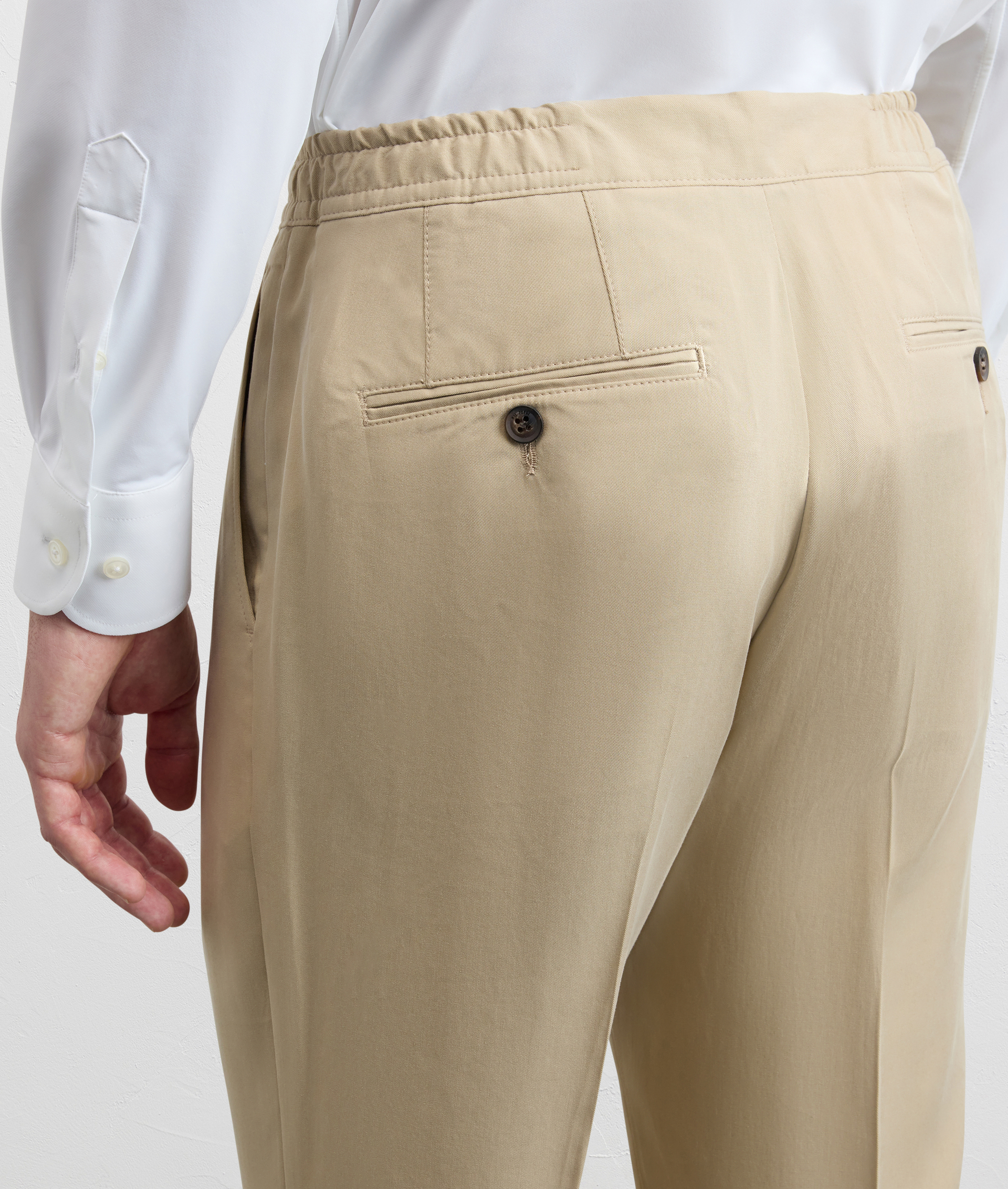 MIXED COLOR STRIPED LYOCELL TROUSERS WITH LIGHT BROWN DRAWSTRING