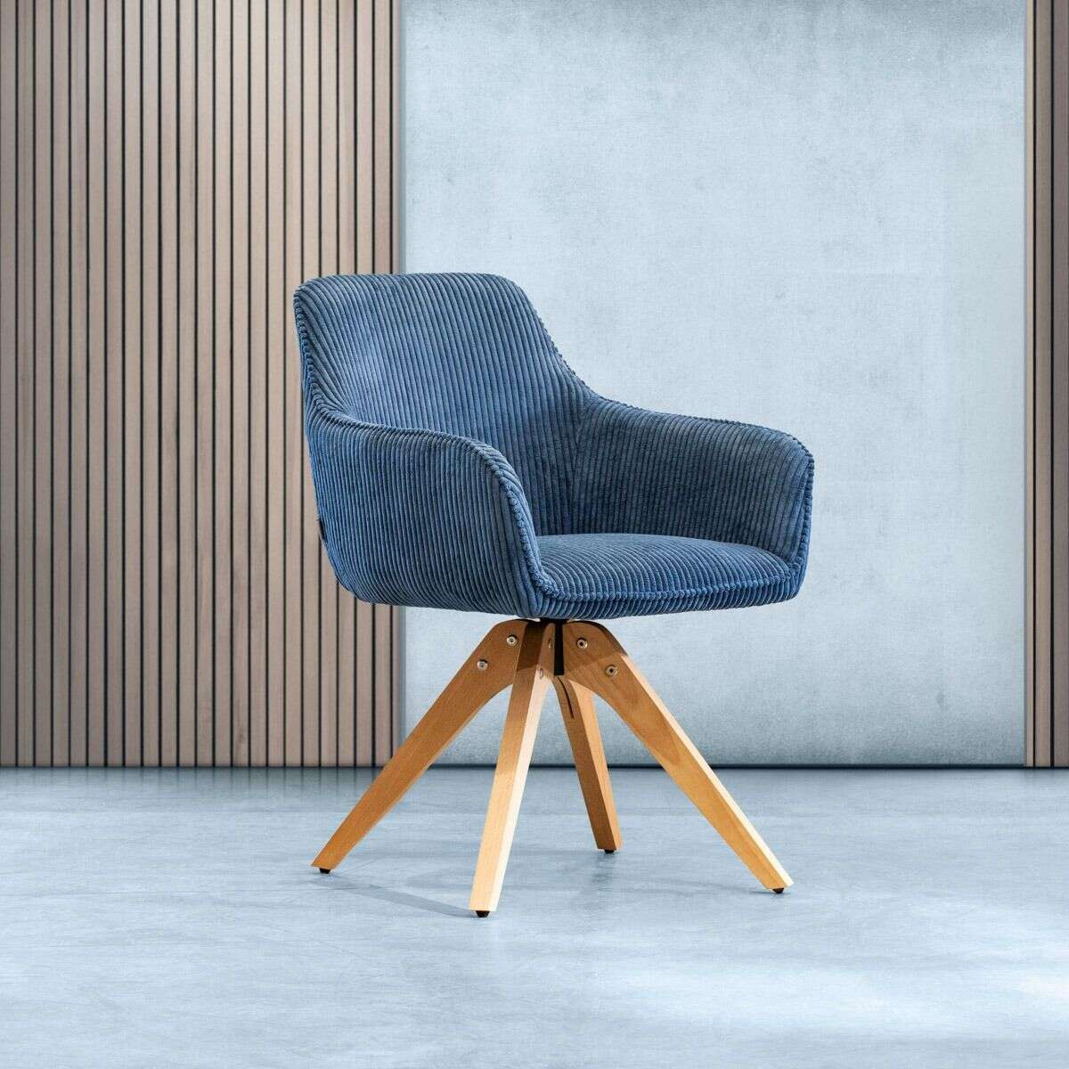 Krzesło PEMA sztruksowe granatowe obrotowe 56x60x82 cm