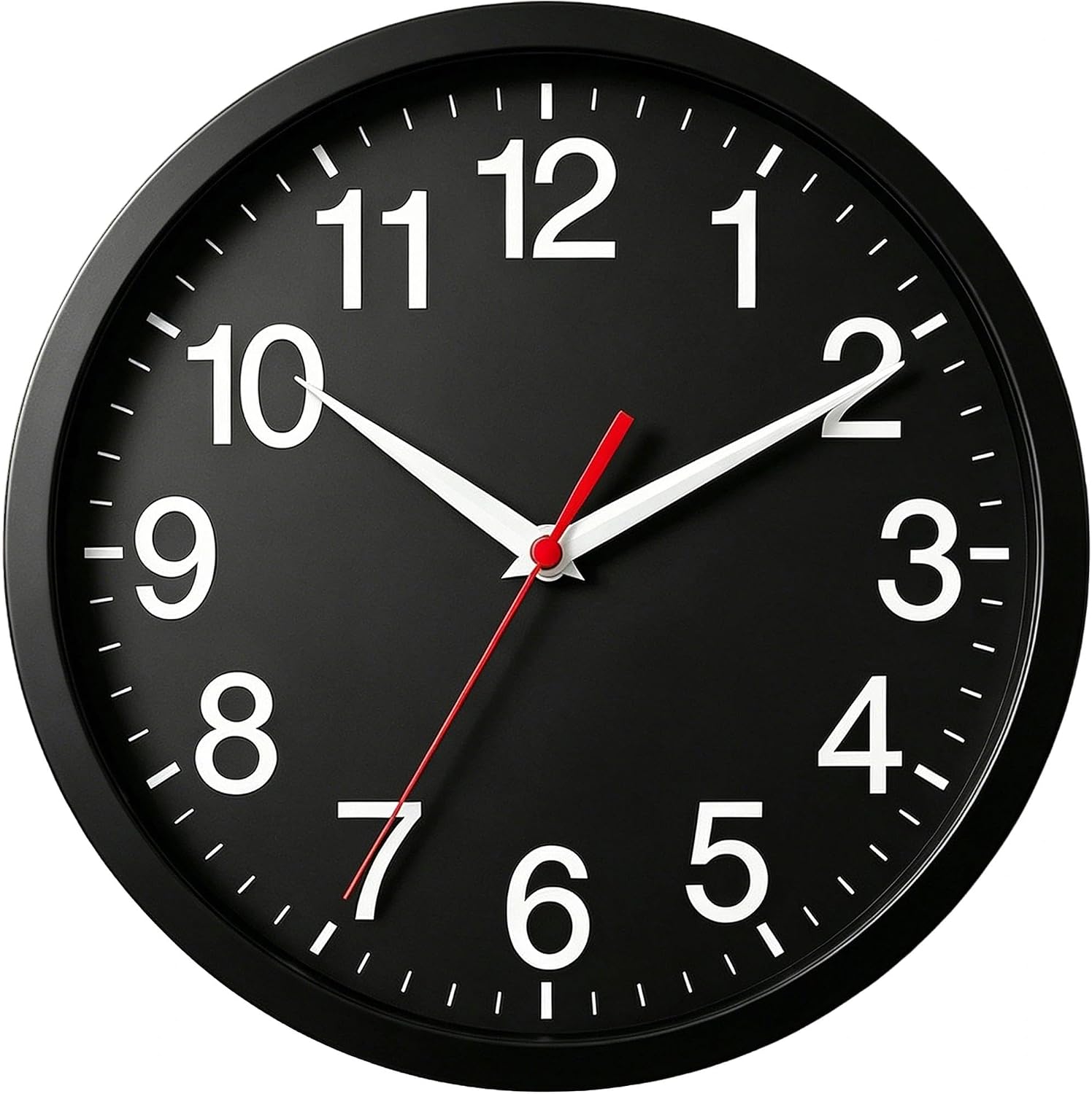 Rohioue Wall Clock Analog 8 Inch Black Battery Operated Silent Clock| Easy To Read, Non-Ticking, Round, Accurate, Kitchen, Living Room, Classroom, Office, School