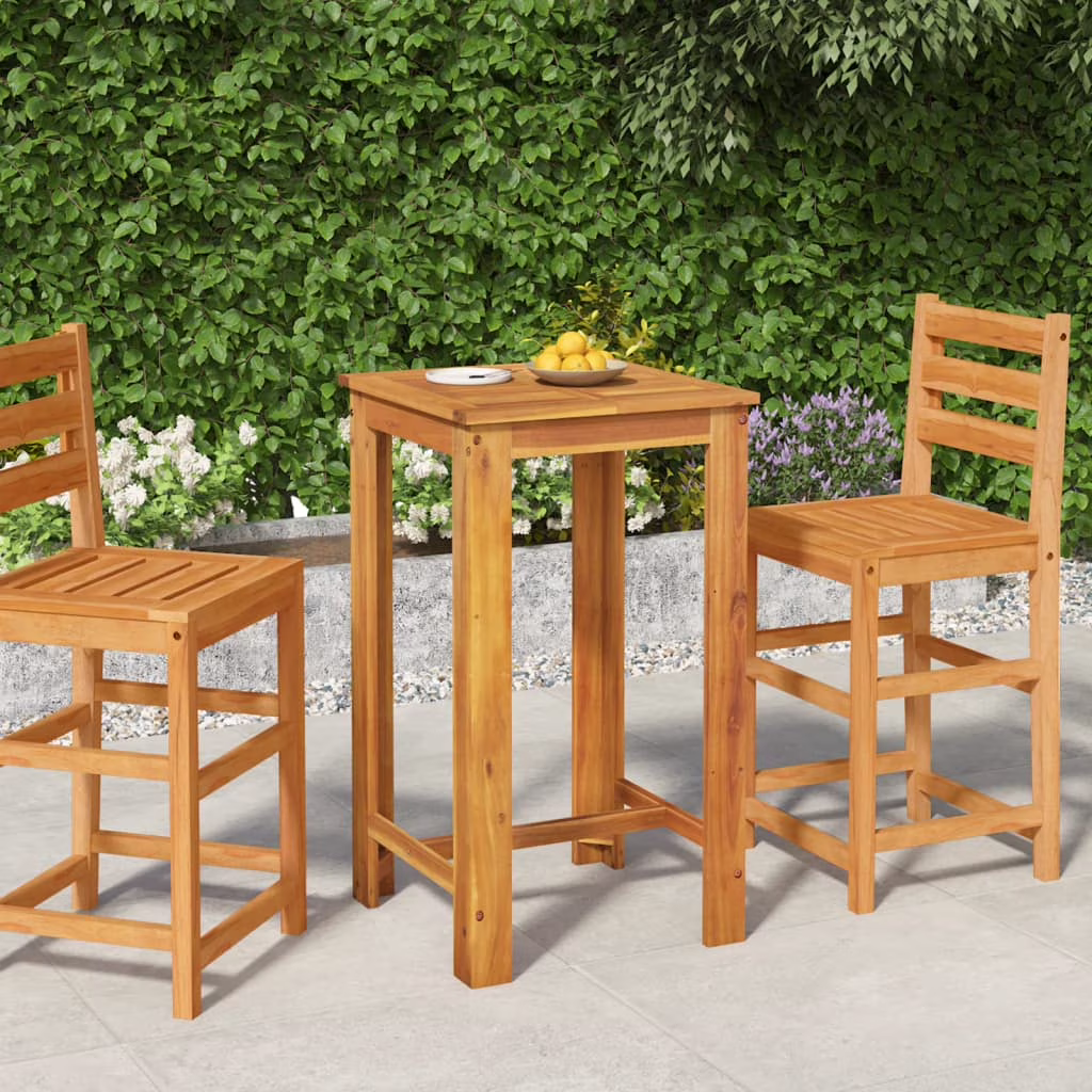 vidaXL Garden Bar Table 23.6 Solid Acacia Wood Outdoor Weather-Resistant Brown