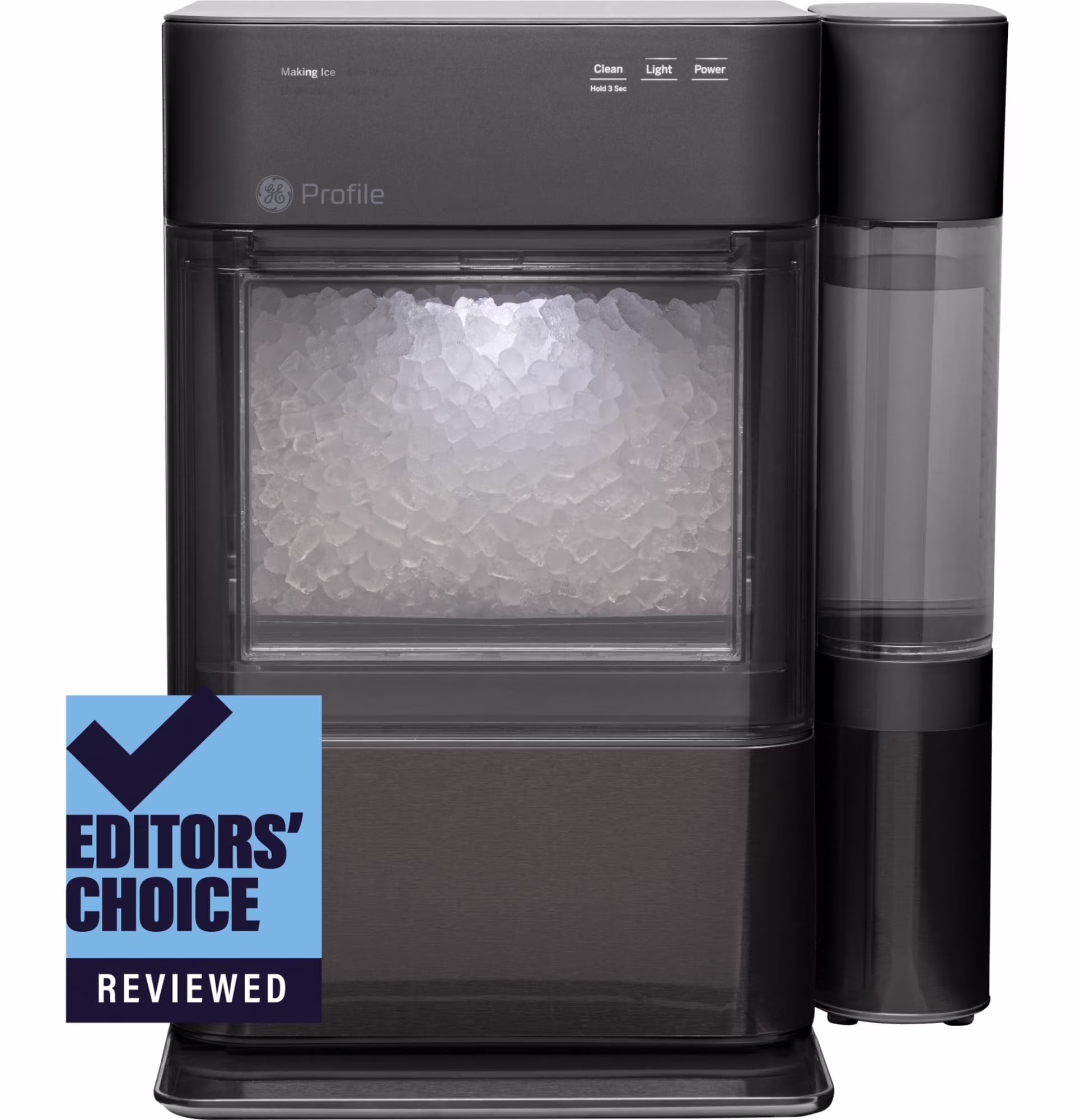 GE Appliances 38 lb Capacity Built - in Ice Maker, Black Stainless Steel