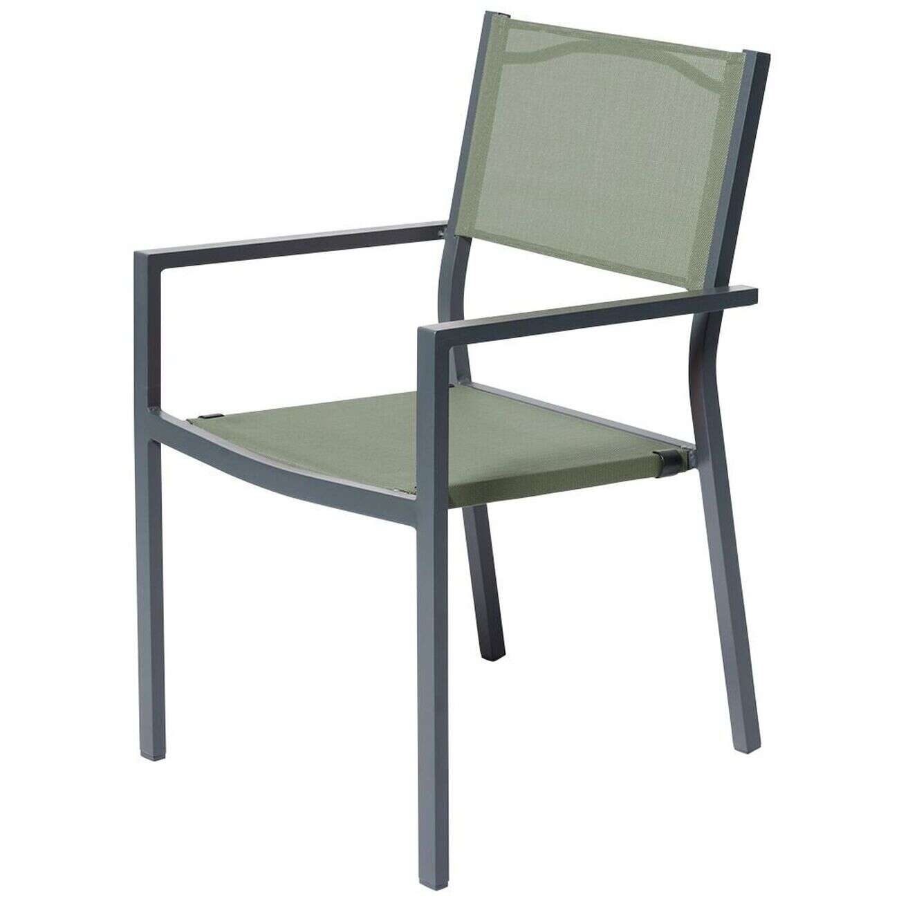 Fauteuil de jardin Oslow aluminium gris textilène vert 59x55,5xH.86 cm