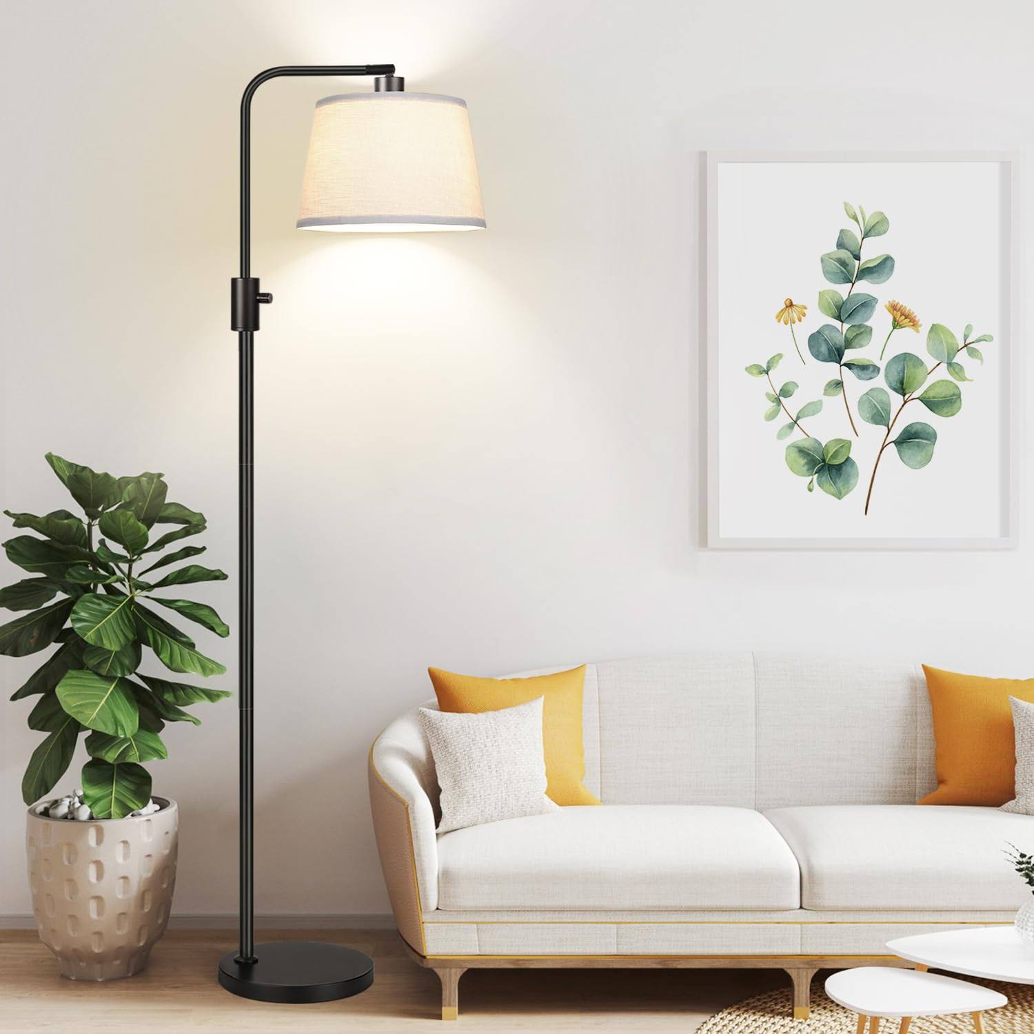 Nintiue Upgraded Dimmable Floor Lamp, 1000 Lumens LED Edison Bulb Included, Arc Floor Lamps for Living Room Modern Standing Lamp with Li