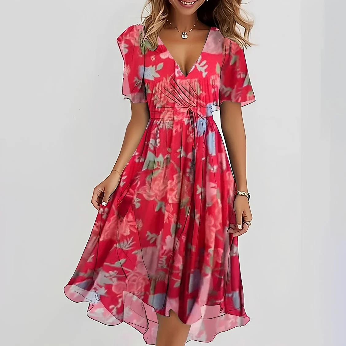 Emelia - Robe en chiffon à fleurs