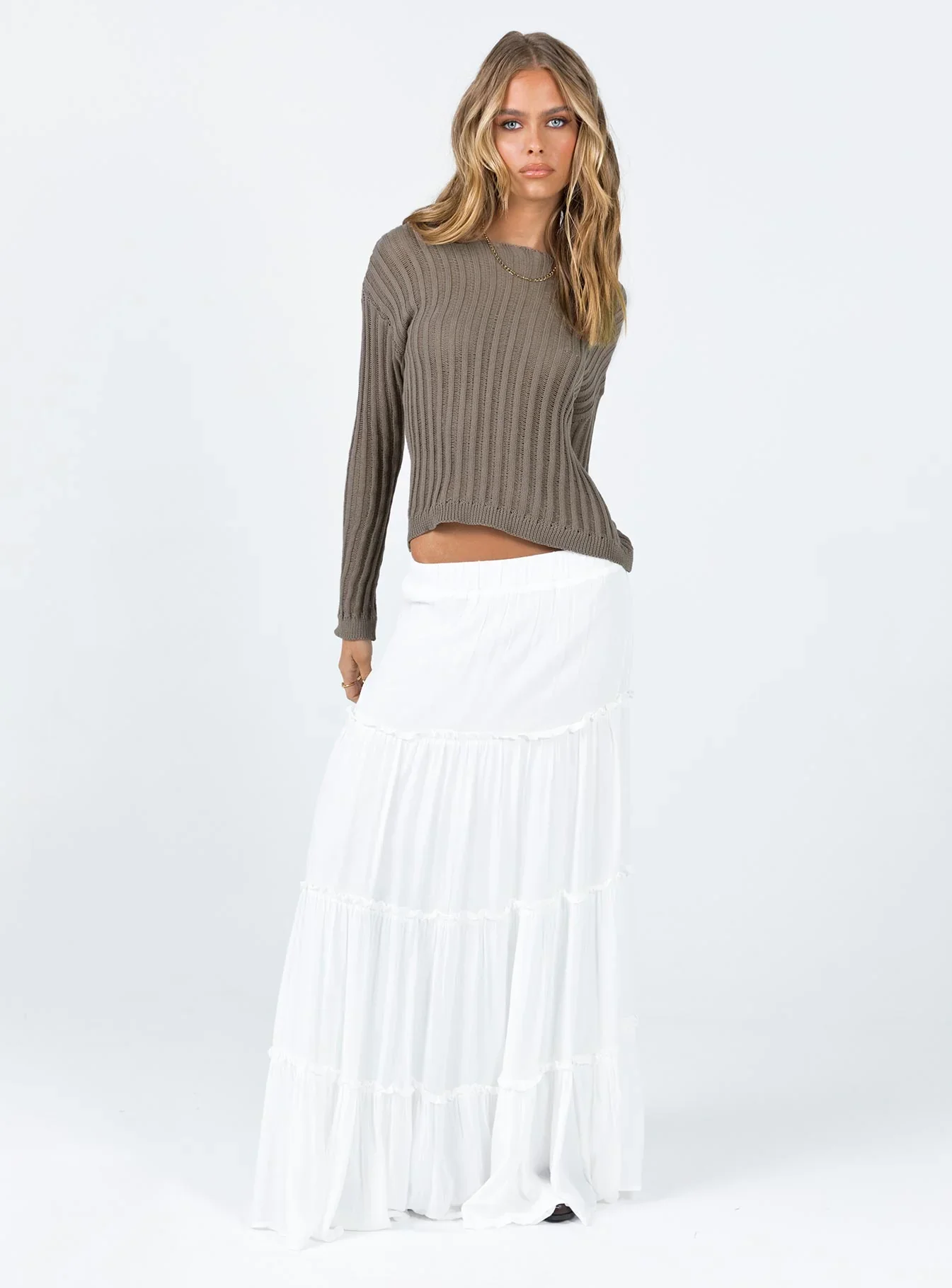 Miriah Maxi Skirt White