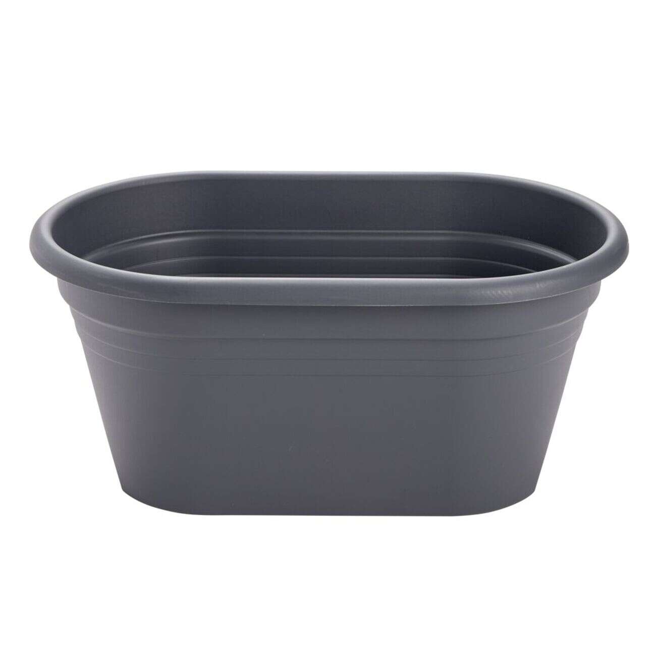 Jardinière balcon ovale plastique noir 49x29,5xH22,5cm