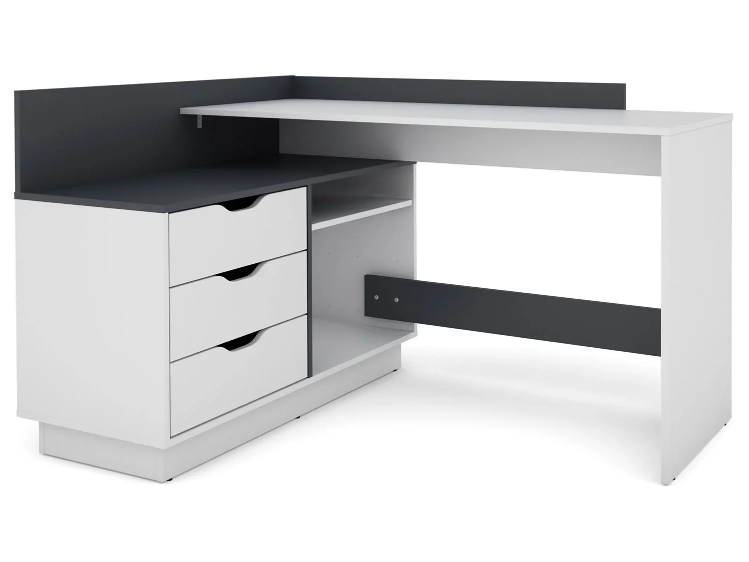 byLIVING Bureau d'angle Belfast avec compartiments, 129 x 105 x 83 cm