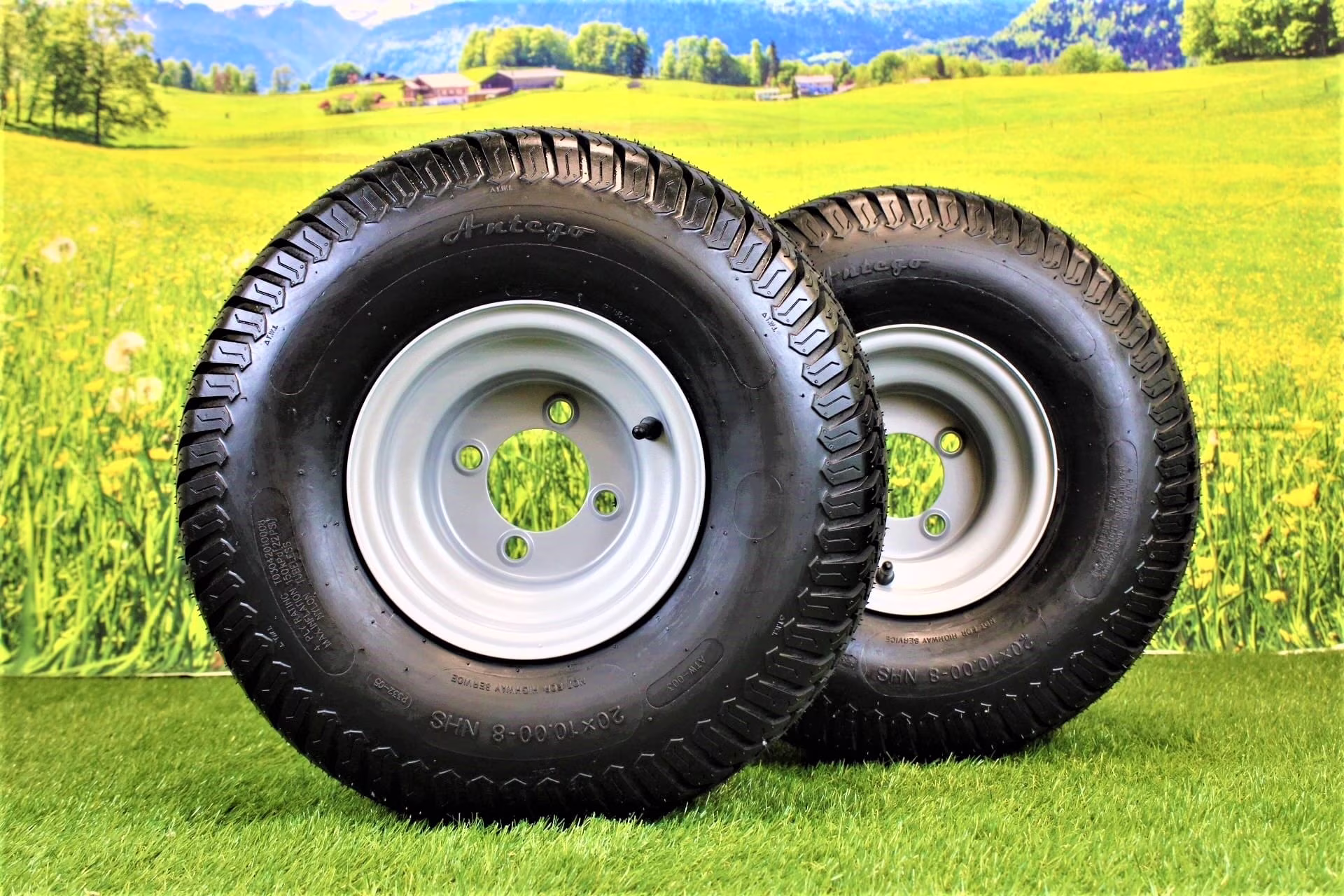 Antego Tire and Wheel (Set of 2) 20x10.00 - 8 Tires & Wheels 4 Ply for Lawn & Garden Mower Turf Tires