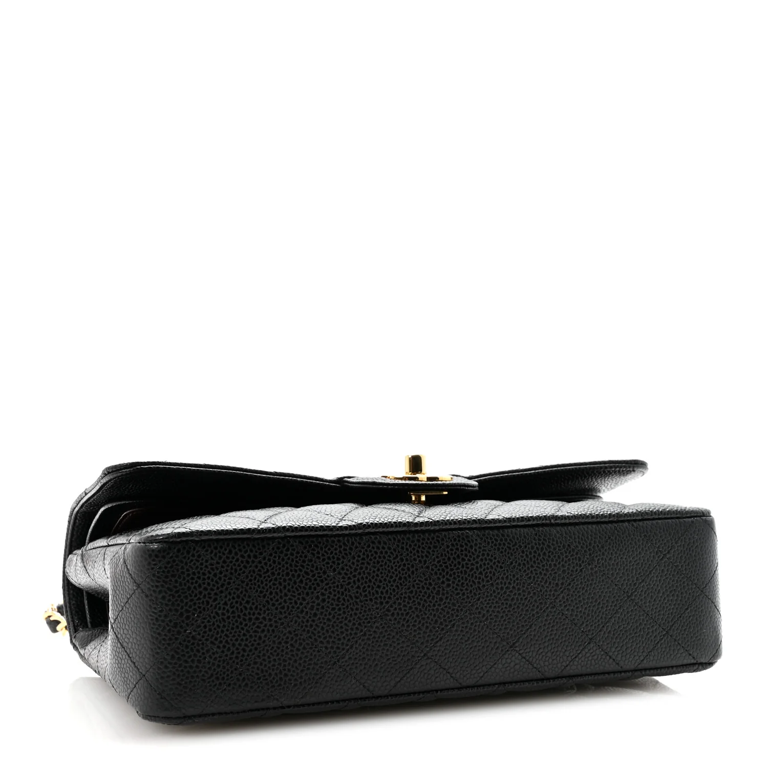 Caviar Quilted Medium Double Flap Black
