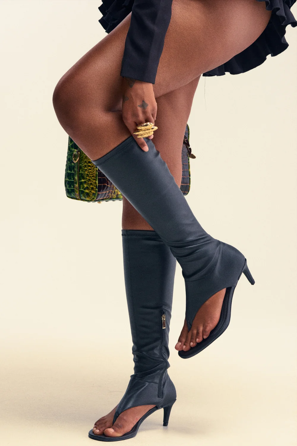 AZALEA WANG CECILE OPEN TOE SANDAL BOOT IN BLACK - Akira Store