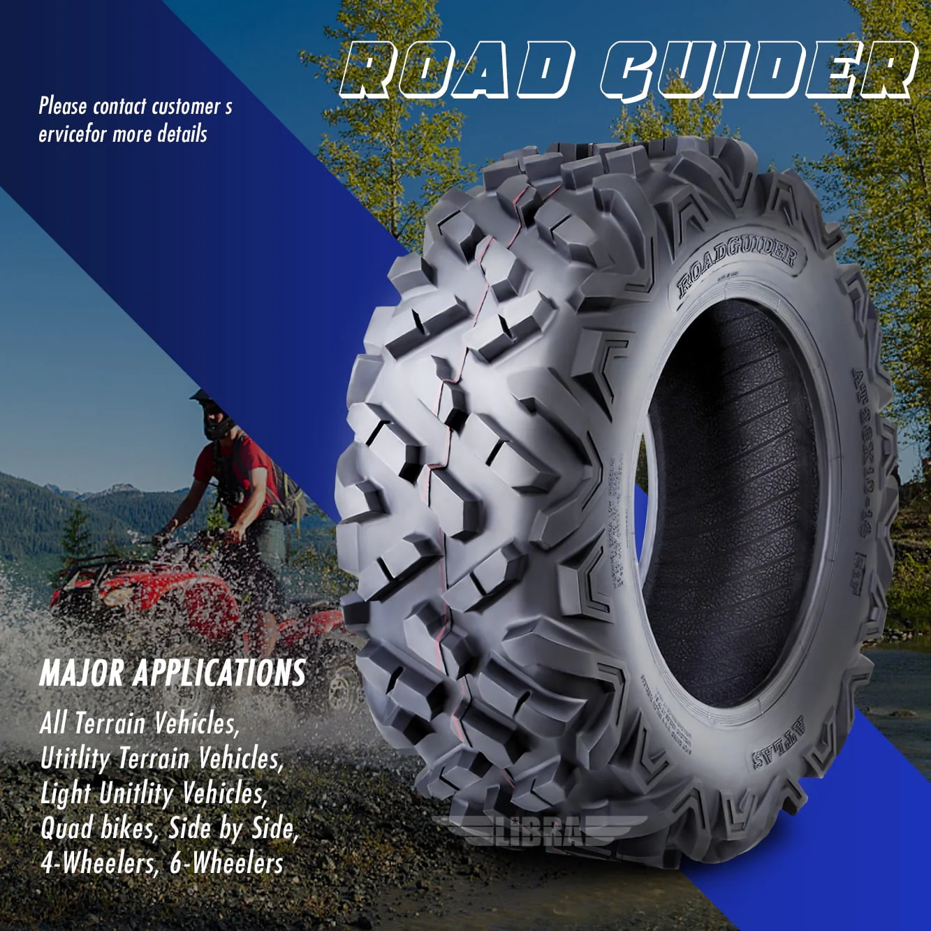 Set 4 Roadguider ATV UTV Tires 26x9 - 12 26x9x12 Front & 26x11 - 12 26x11x12 Rear 6PR