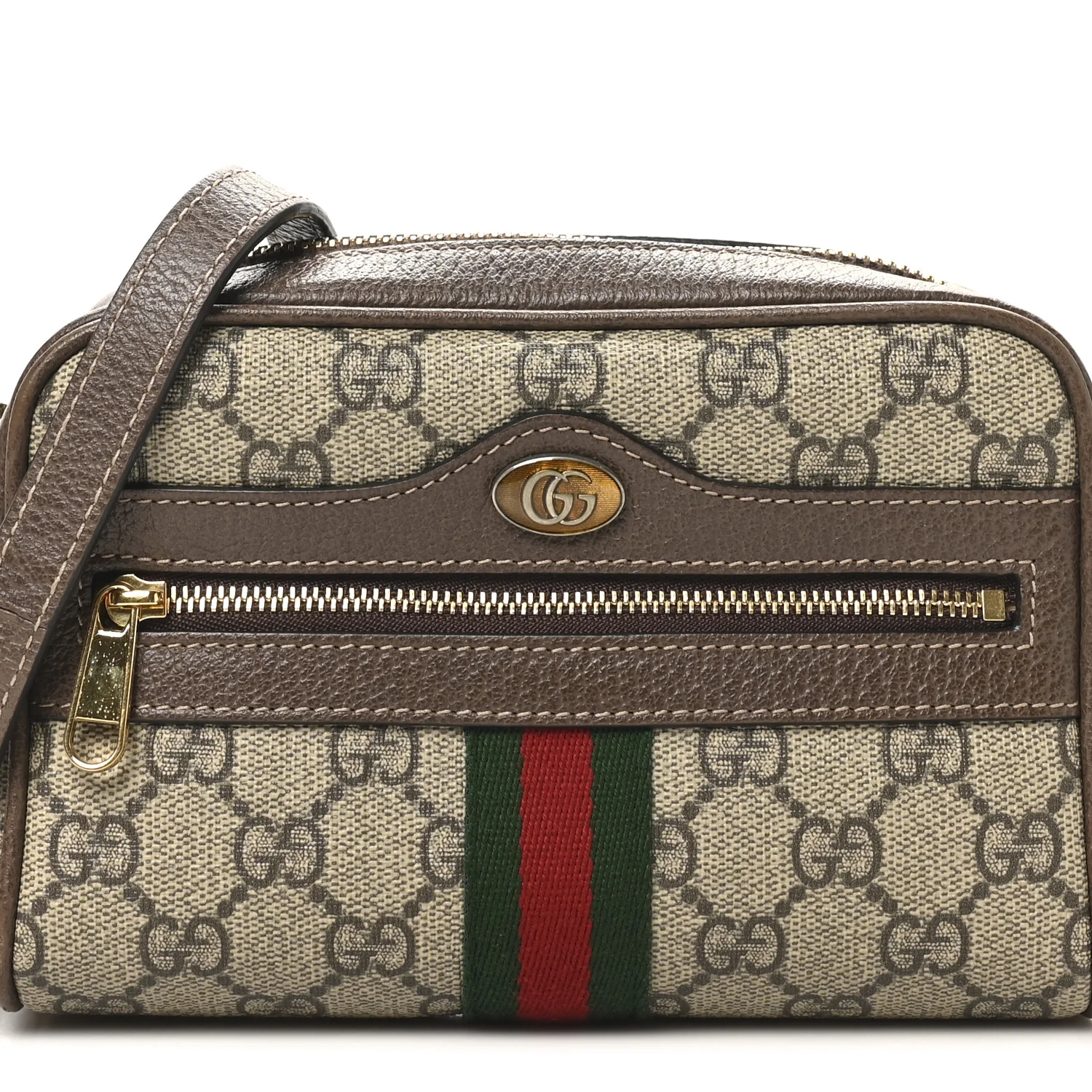 GG Supreme Monogram Web Mini Ophidia Shoulder Bag Brown