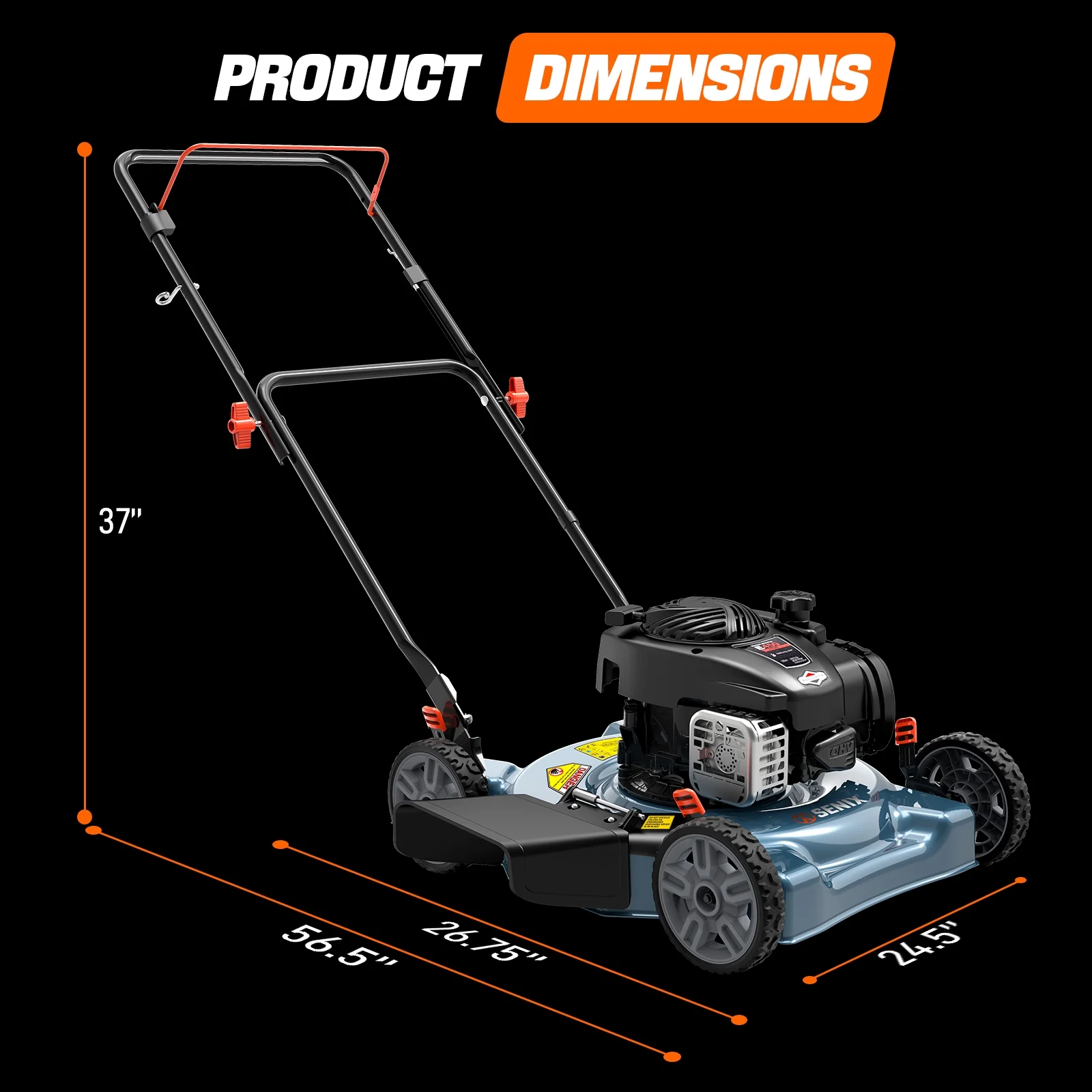 Gas Lawn Mower 20in Cutting Blade 21in Cutting Deck, 125 cc 4-Cycle Made in USA Engine Push Mower, Side Discharge, 5-Position Height Adjustment, LSPG-L3(20in) - Image 9