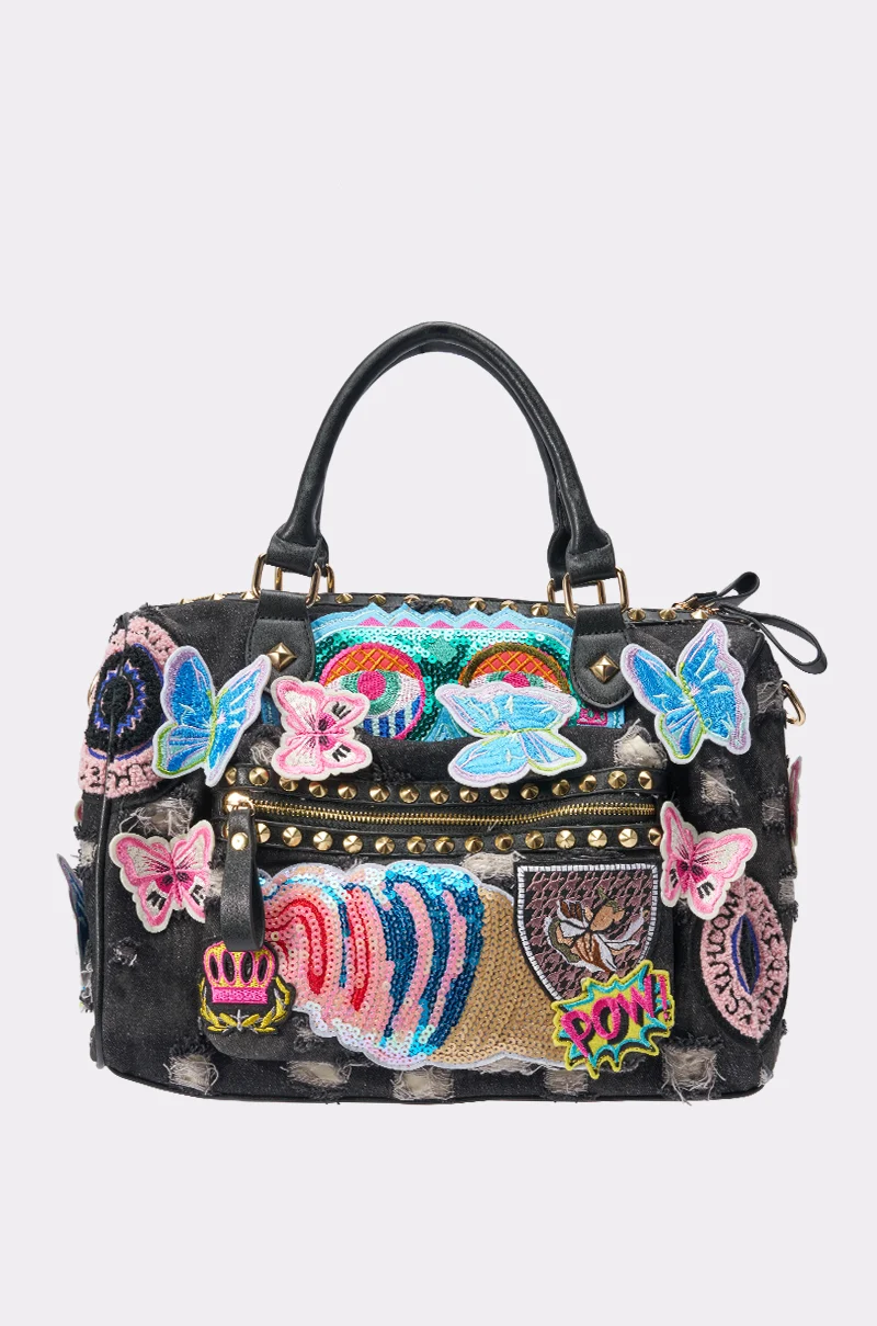 EYE SEE YOU PATCH DENIM BAG - Akira Store