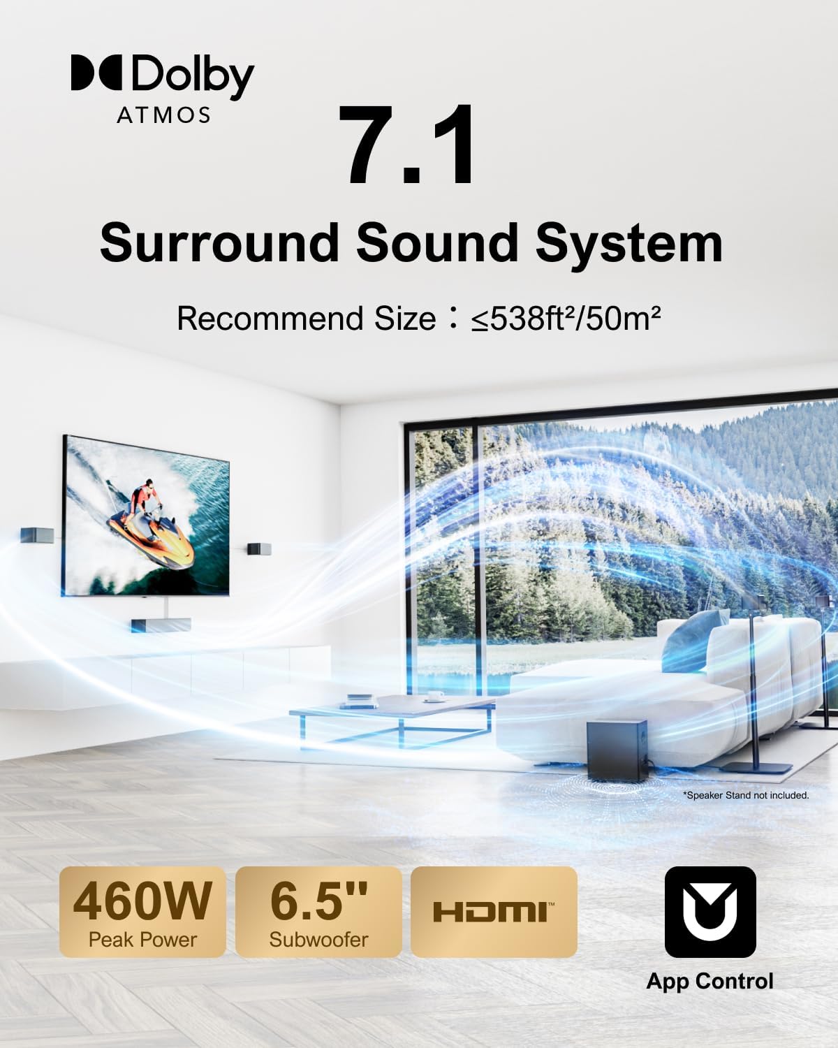 ULTIMEA 7.1CH Surround Sound System for TV  Soundbar with Dolby Atmos  6.5