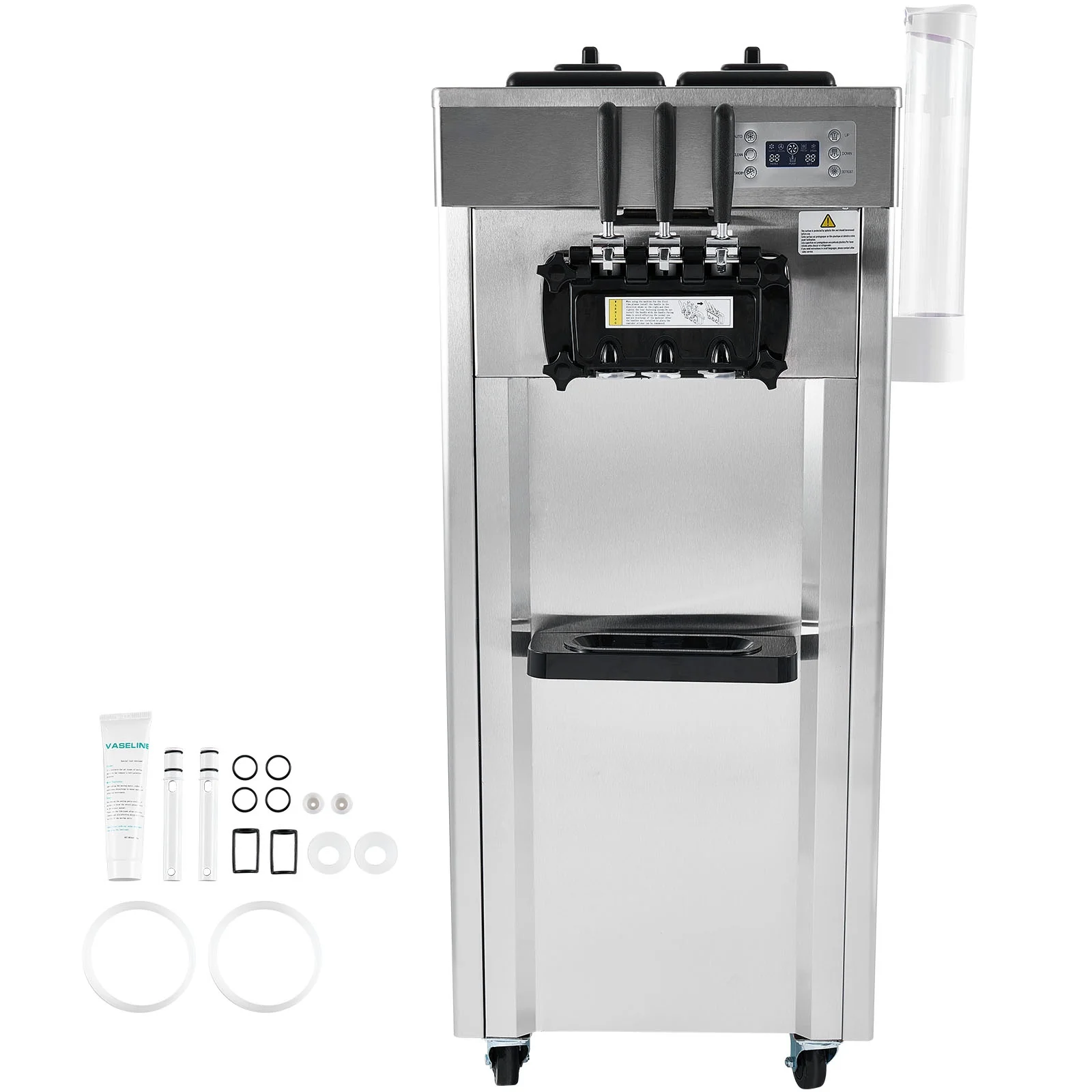 Commercial Soft Ice Cream Machine 21-31 L/H Output 3-Flavor LED Display Auto Clean 4.3L/1.1GAL Hopper,1.7L/0.45gal Cylinder - Image 2