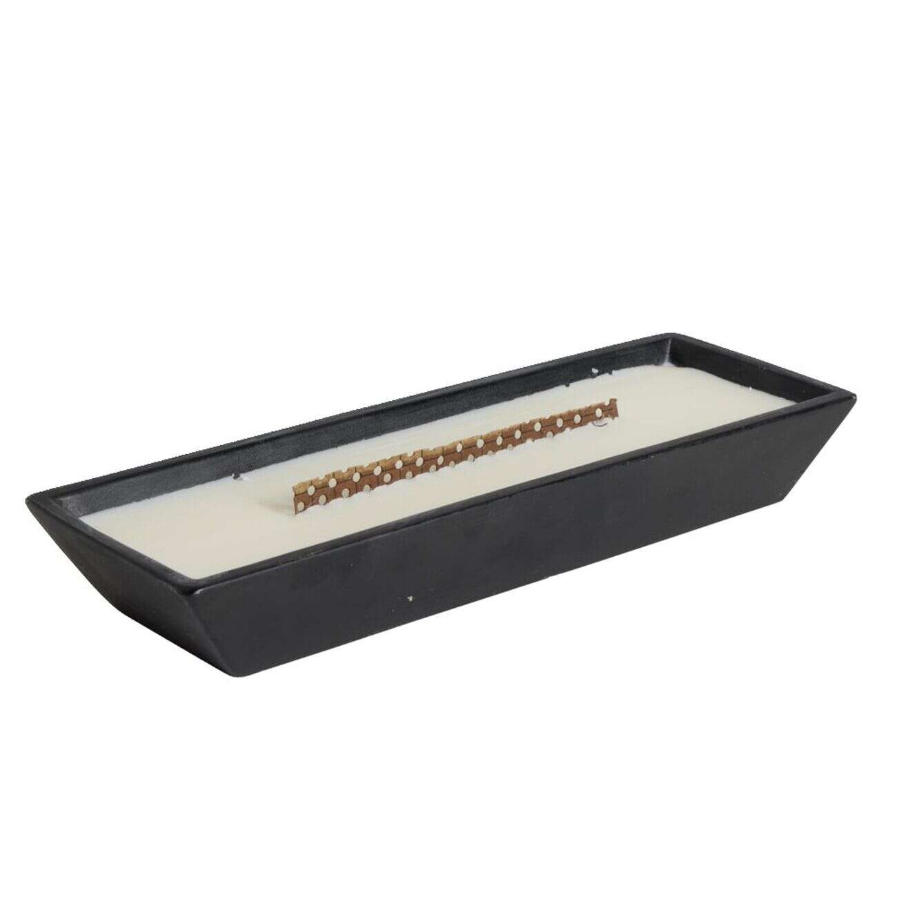 Bougie cire en céramique noir effet flamme cheminée 30,5x10,5xH4,5cm