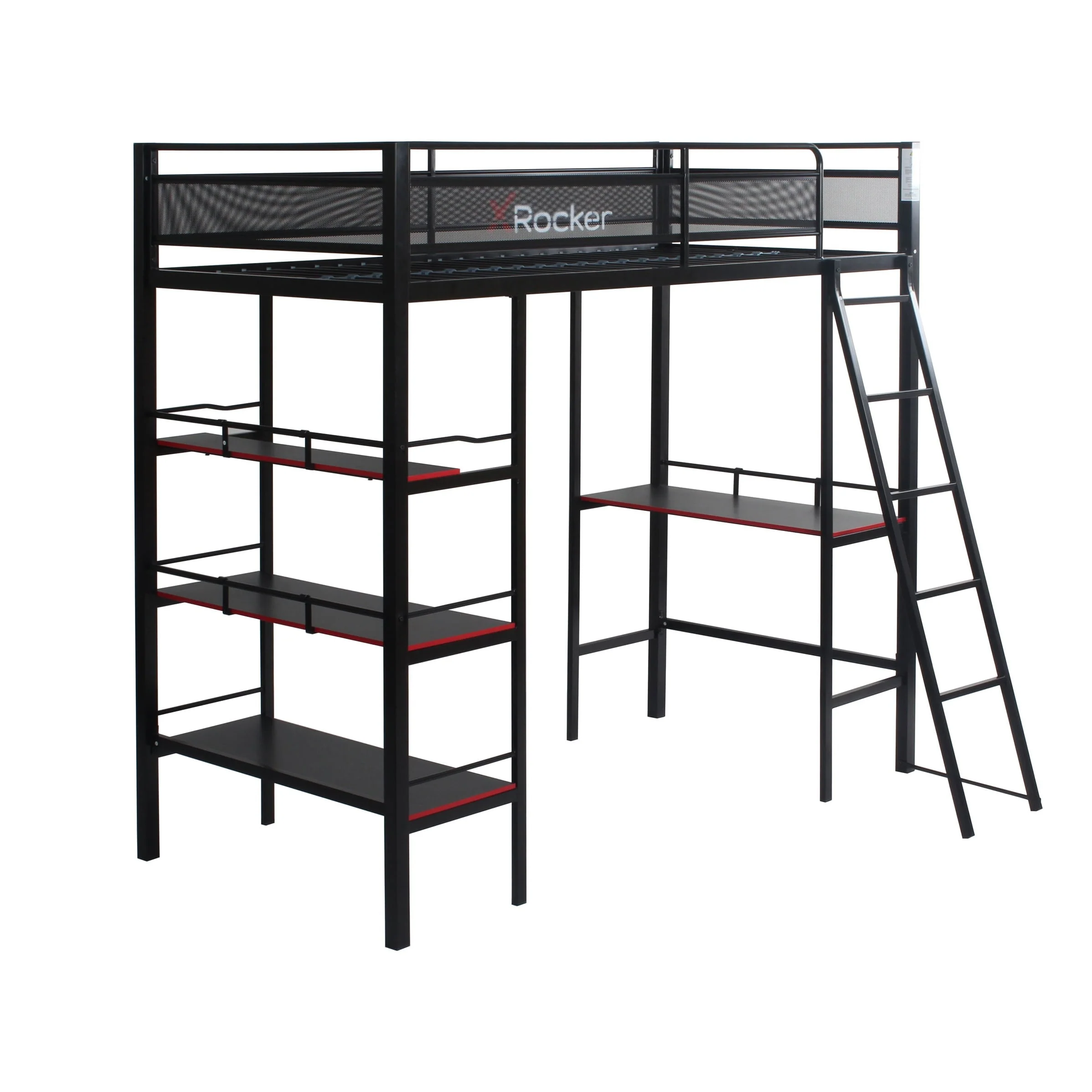 X Rocker Fortress Gaming Bunk with Desk and Shelves, Twin, Black/Red, Loft Bed, Children, Teen Image 6