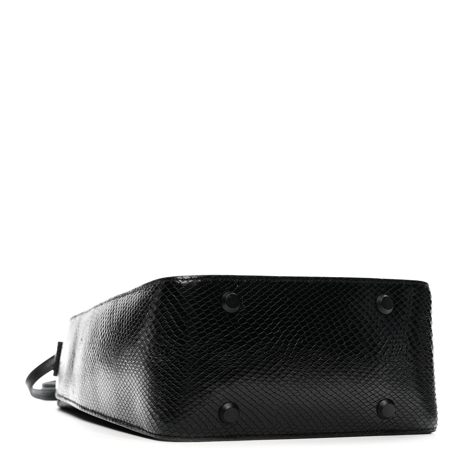 Extra Supple Calfskin Snakeskin Embossed Calfskin Small Tool 2.0 North-South Tote Black