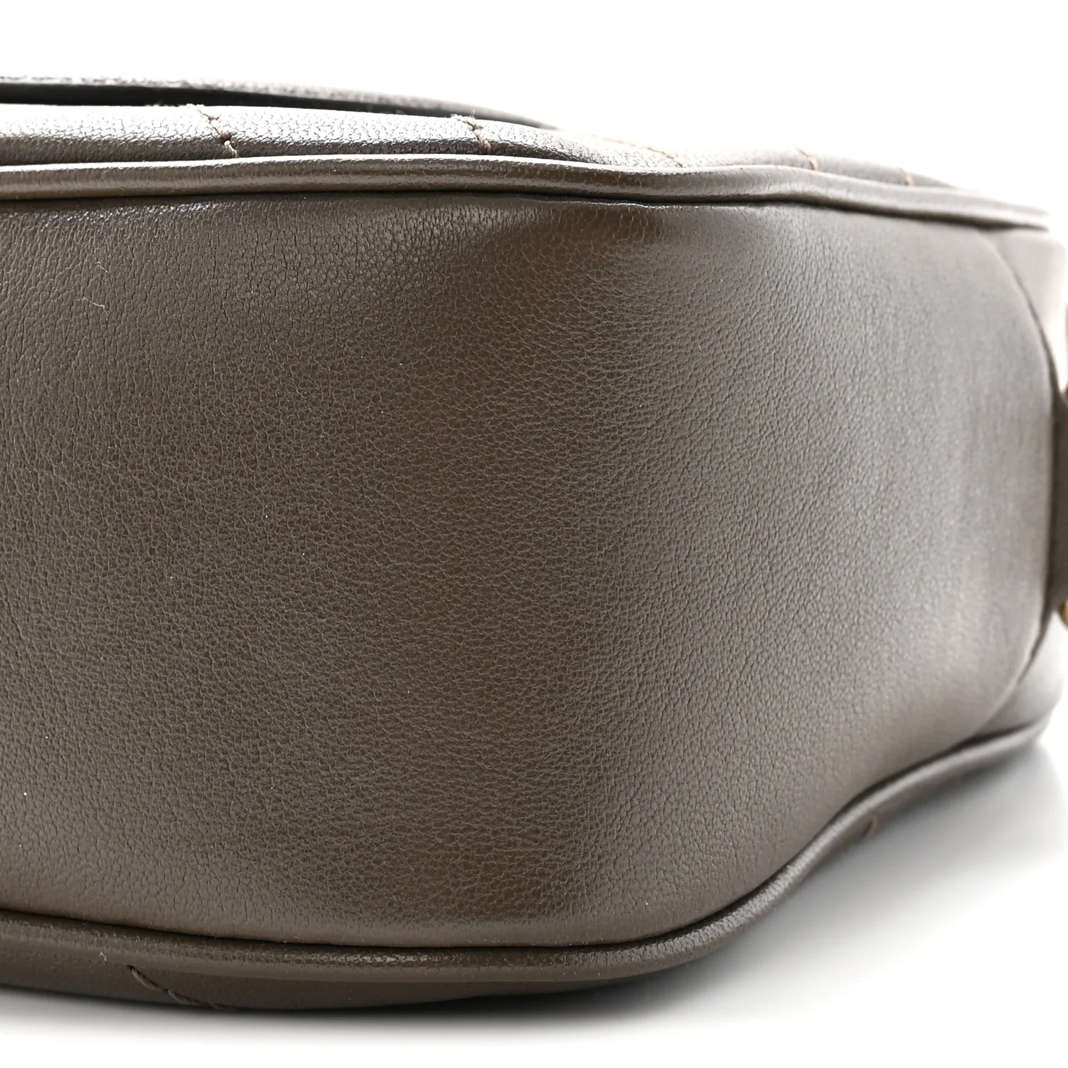 Sakai Be Green Calfskin Diagonal Stitched Small Blondie Shoulder Bag Craclet Brown