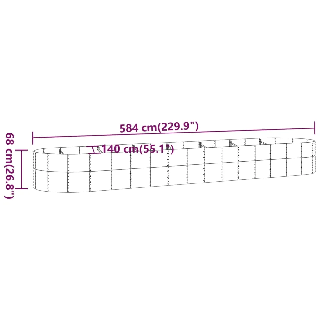vidaXL Garden Raised Bed Gray 144.5x55.1x26.8 Powder-coated Steel