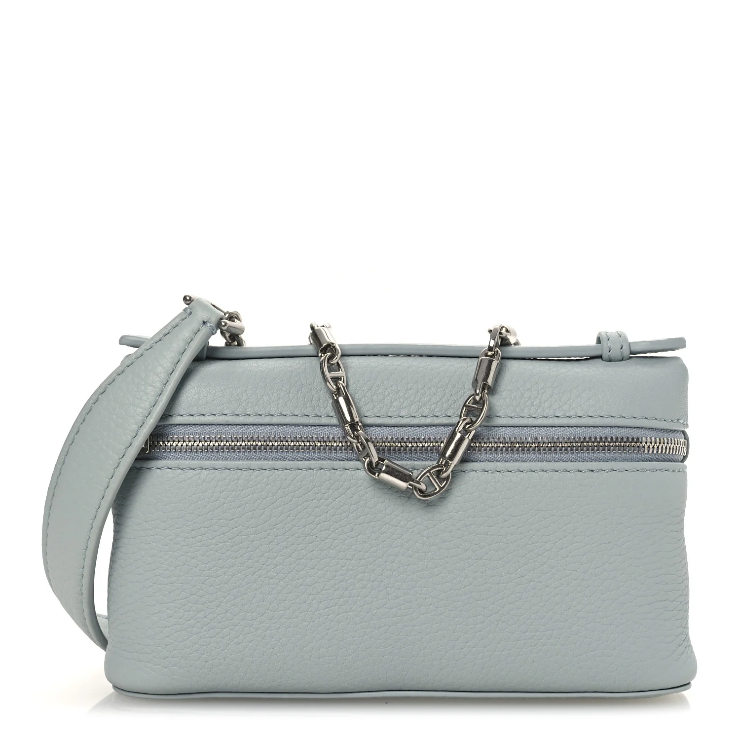 Grained Calfskin Extra Pocket Mini Pouch Minty Breeze