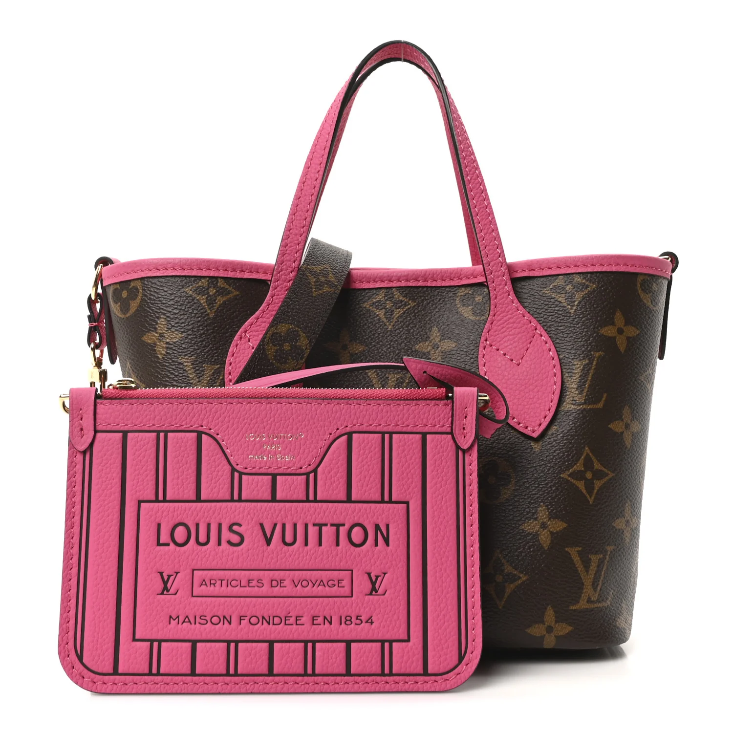 Monogram Neverfull Inside Out Bandouliere BB Rose Pondichery