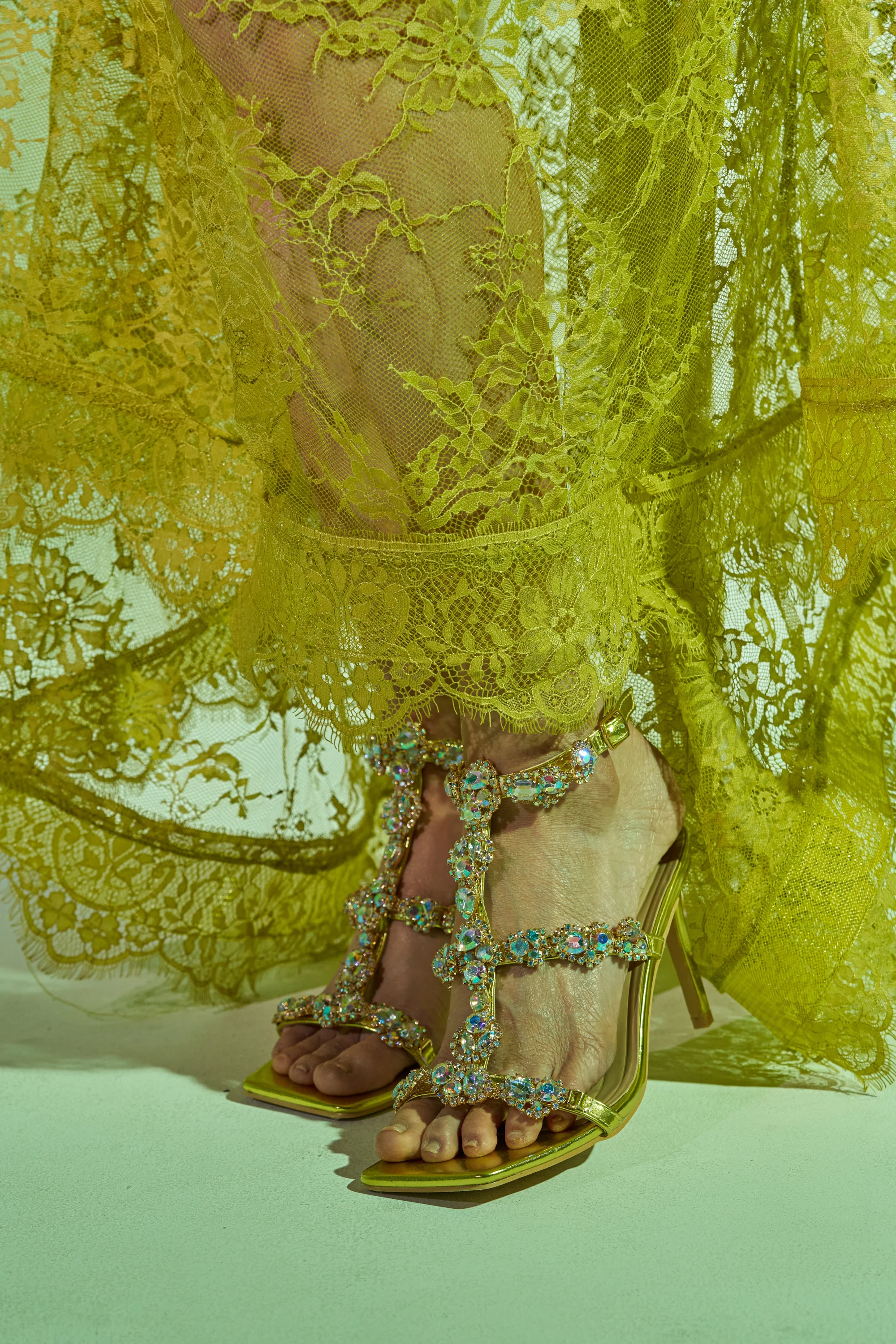 AZALEA WANG ZETA CITRON EMBELLISHED UPPER STILETTO SANDAL - Akira Store