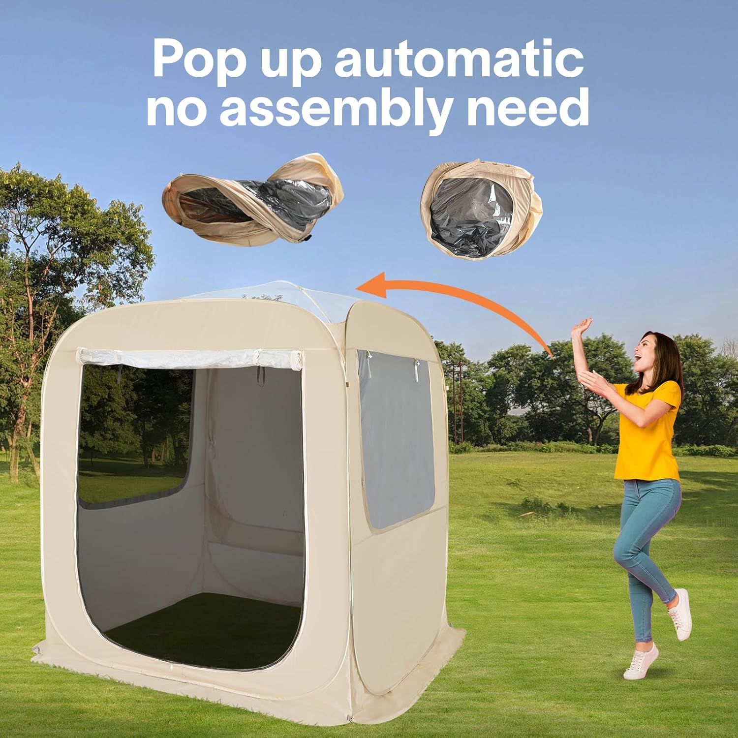 Gazebo moustiquaire pouvant accueillir 6, 10 ou 15 personnes. Tente de style igloo avec moustiquaire latérale. Idéal