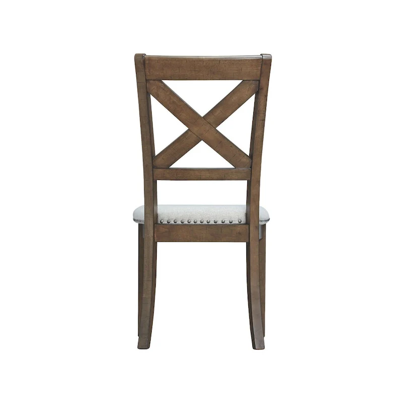 Cross-Back Dining Side Chairs with Upholstered Seat, Set of 2