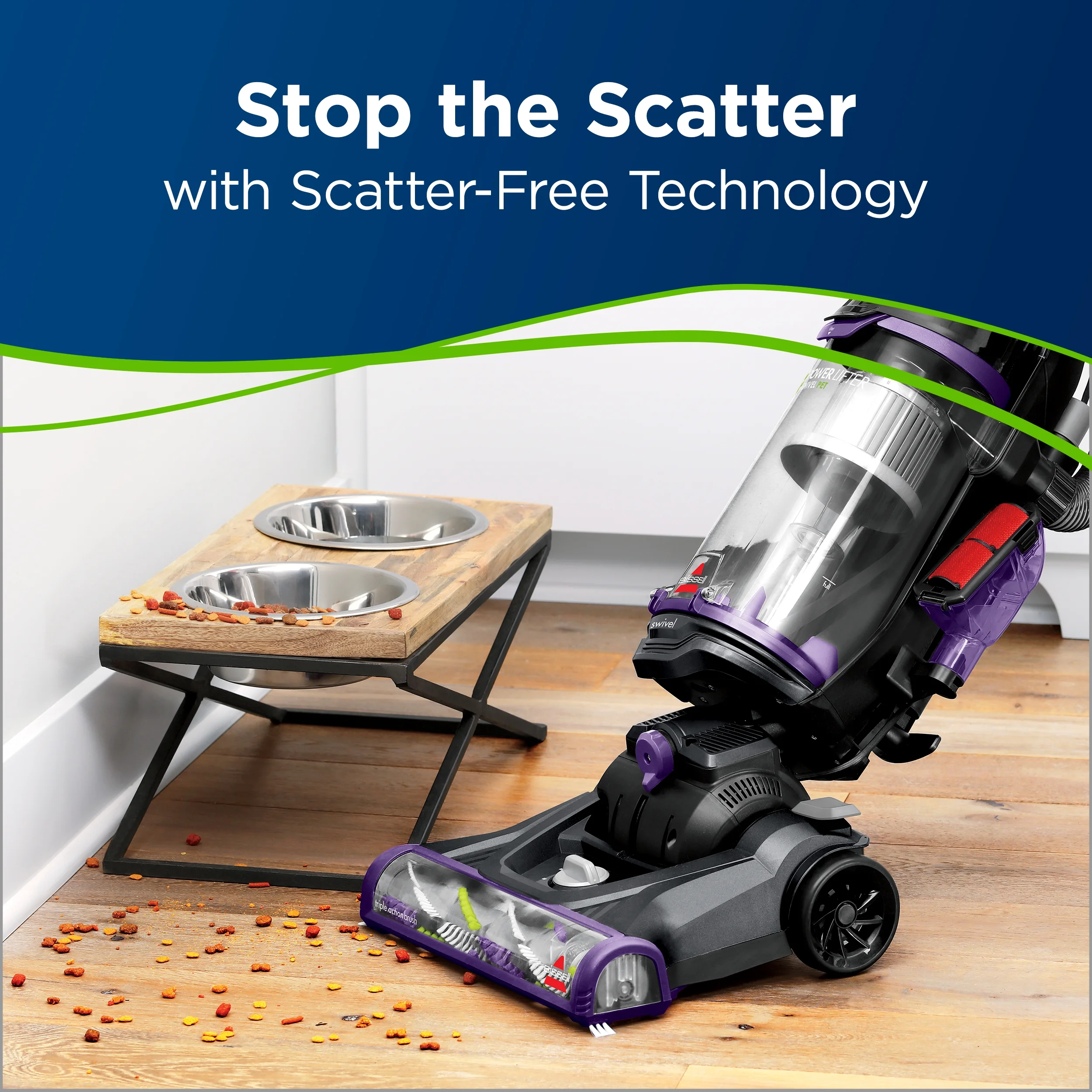 PowerLifter Swivel Pet, Bagless, Upright Vacuum, Pet Friendly, Triple Action Brush Roll, Scatter Free Technology, Swivel Steering, Edge-to-Edge Cleaning, 2260, Black Purple(Gray) - Image 2