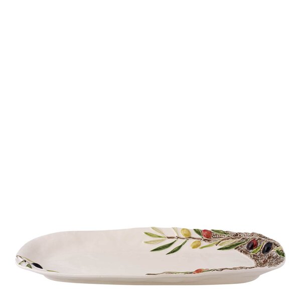 Olival serveringsfat 40,5x16 cm oliven hvit