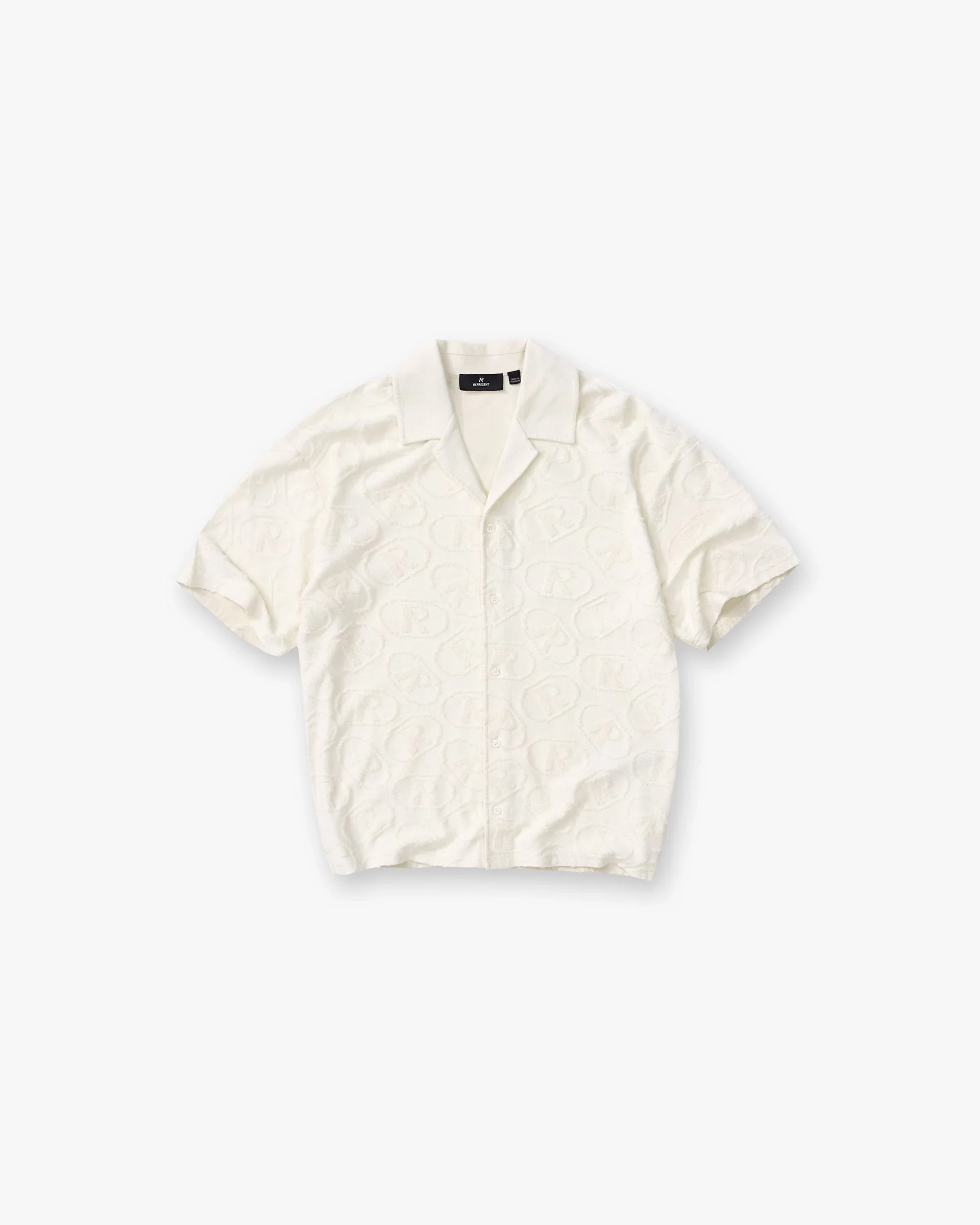All Over Print Towel Shirt - Aged White