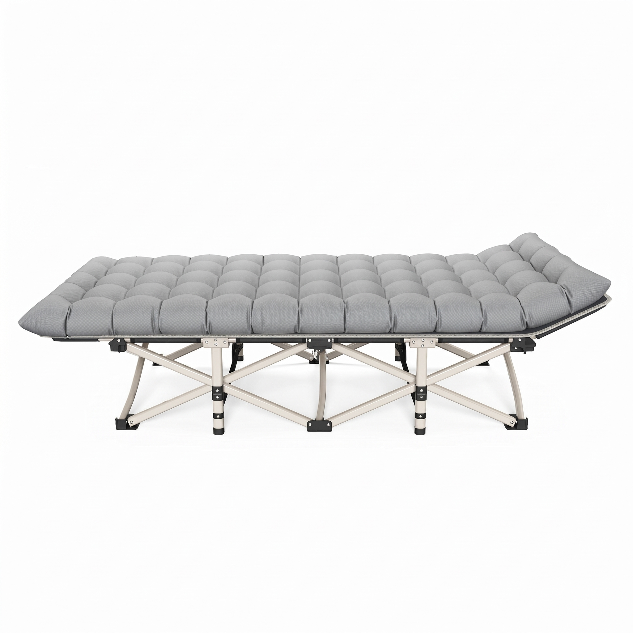 Wholesale High Quality Steel Modern Comfort Padded Foldable Single Bed Folding Camping Cot Removable Mattress for Beach Use