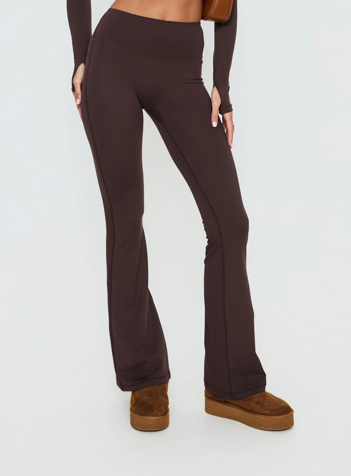 Energize Active Invisible Scrunch Flare Leggings Brown