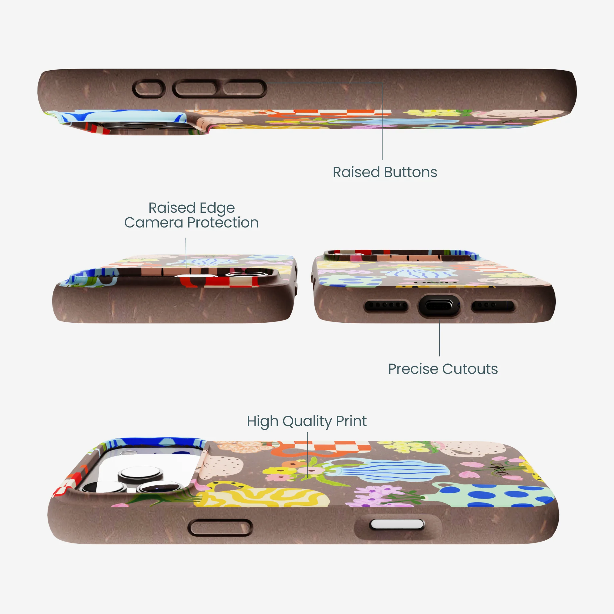 Chocolate Brown Bloom Ceramics iPhone 17 Pro Max Case