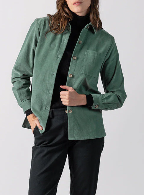 Surchemise femme en coton vert mousse