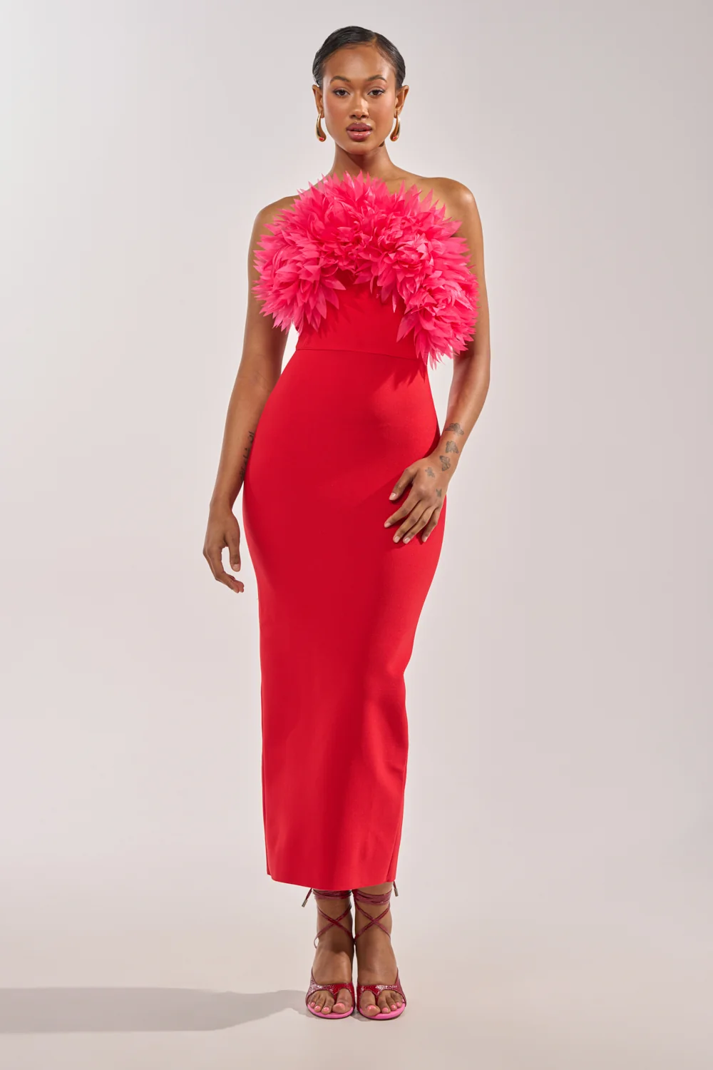 HEART ON MY SLEEVE BANDAGE MIDI DRESS - Akira Store